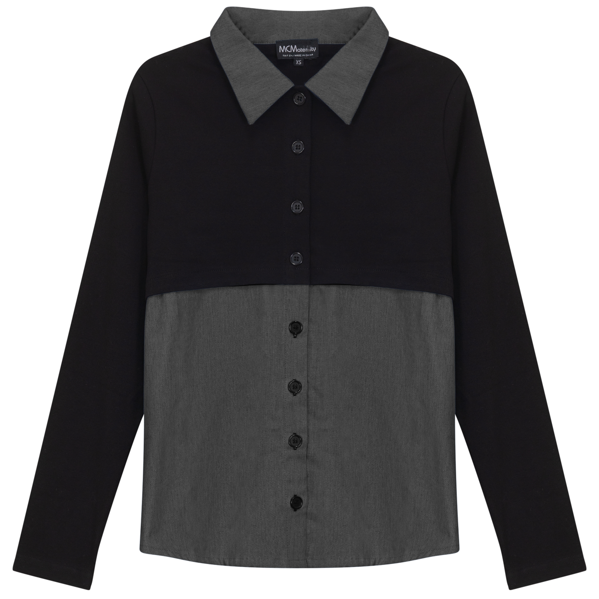 Maternity Cotton Denim Blouse in Black by MCM