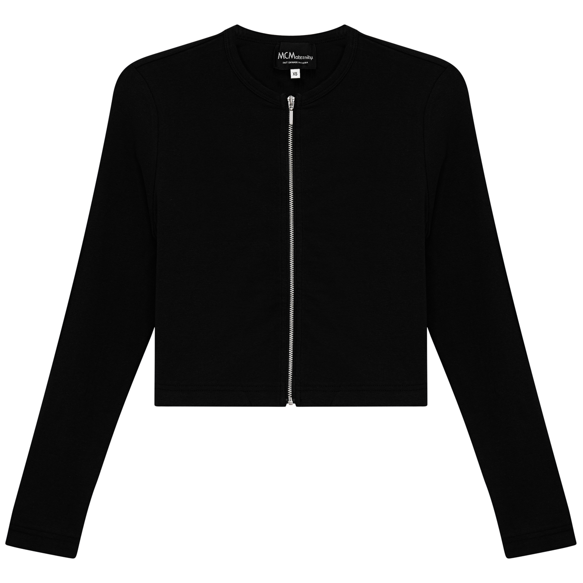 Maternity Ribbed Zip Cardigan in Black by MCM