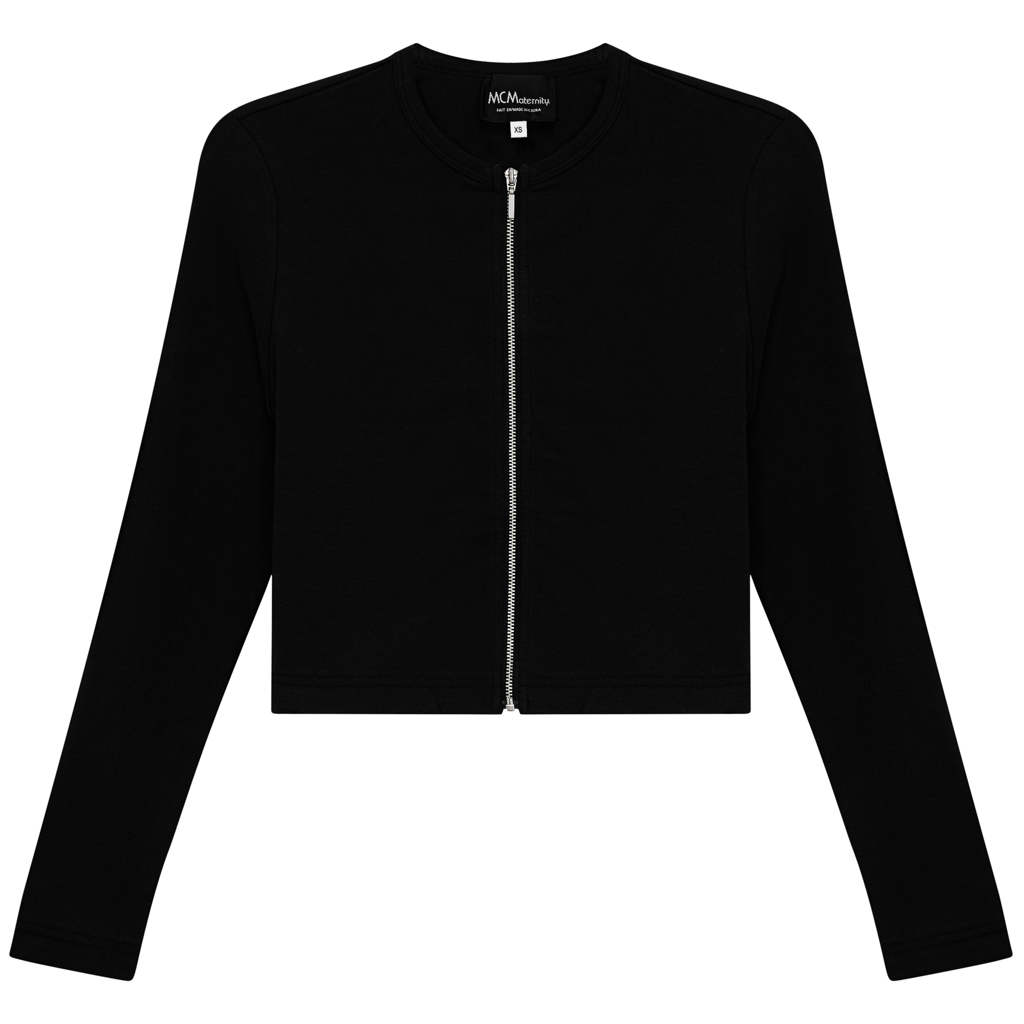 Maternity Ribbed Zip Cardigan in Black by MCM