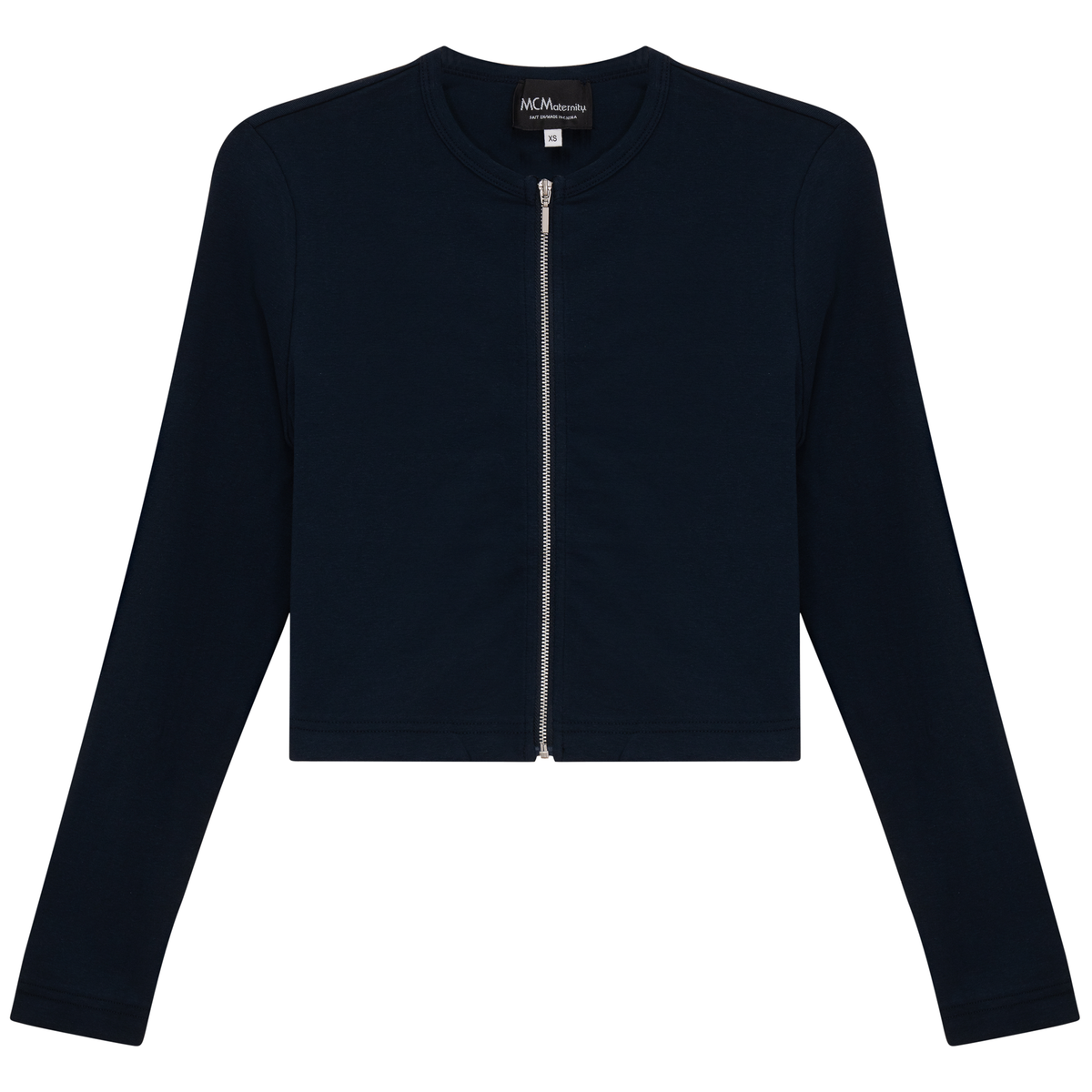 Maternity Ribbed Zip Cardigan in Dark Denim by MCM