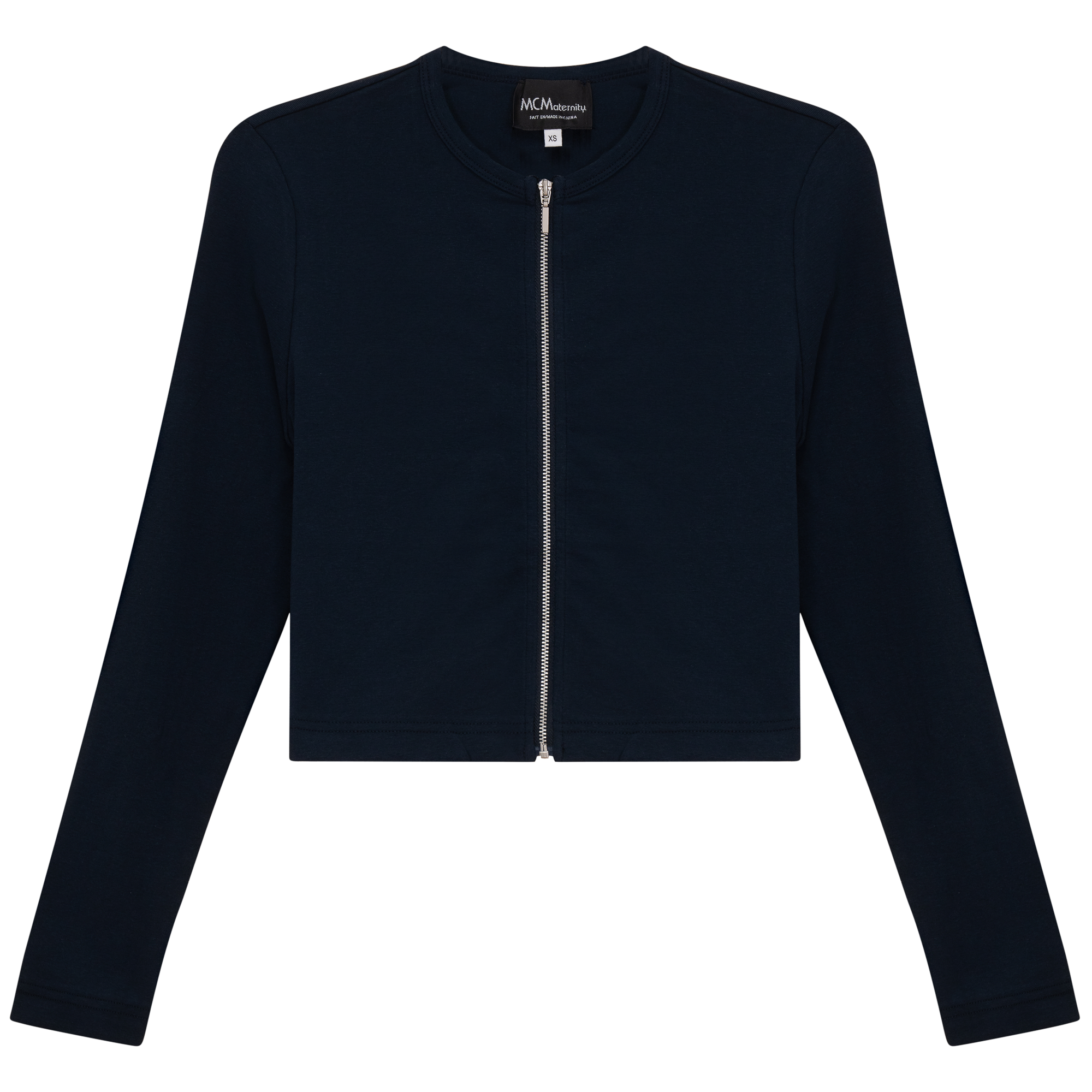 Maternity Ribbed Zip Cardigan in Dark Denim by MCM