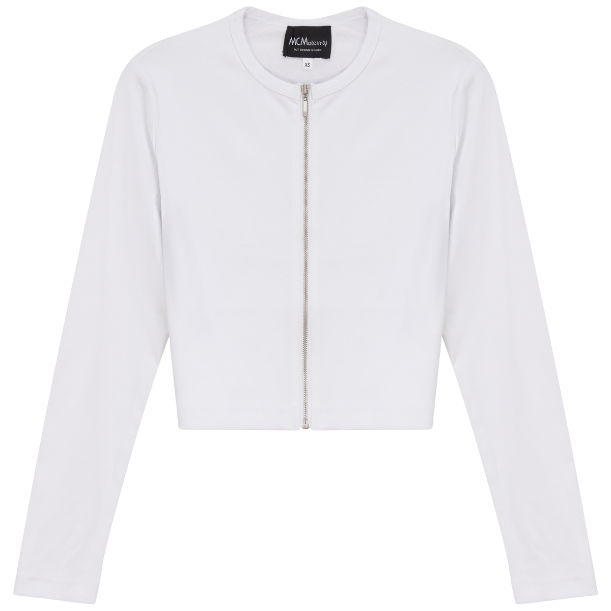 Maternity Ribbed Zip Cardigan in White by MCM