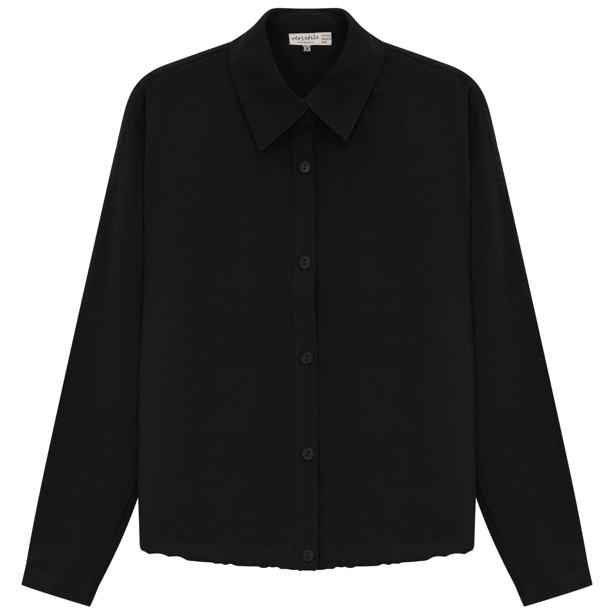 Maternity Cropped Copper Tencel Blouse in Black by Versatile