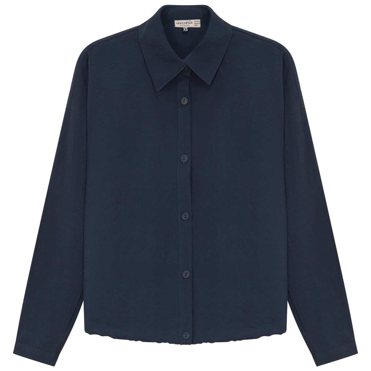 Maternity Cropped Copper Tencel Blouse in Midnight Blue by Versatile