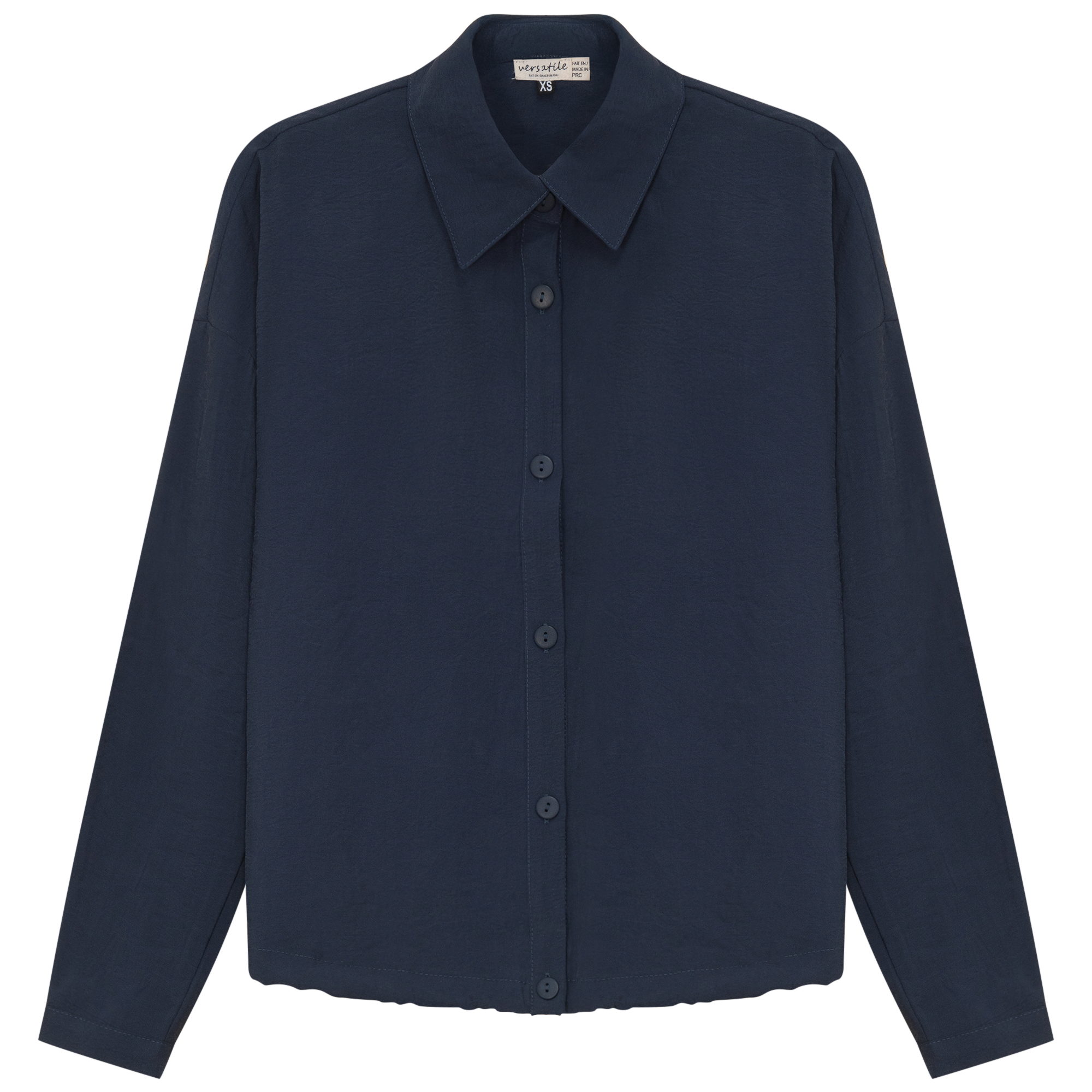 Maternity Cropped Copper Tencel Blouse in Midnight Blue by Versatile