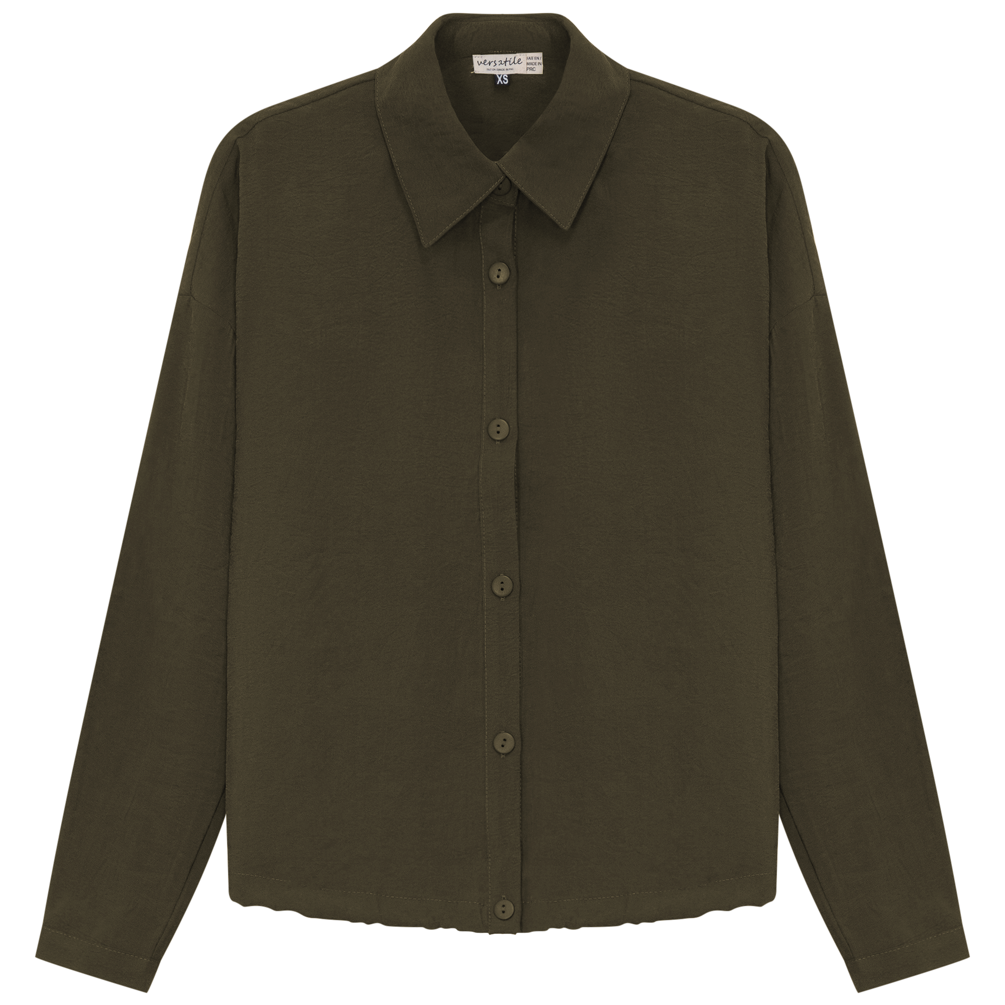 Maternity Cropped Copper Tencel Blouse in Olive by Versatile