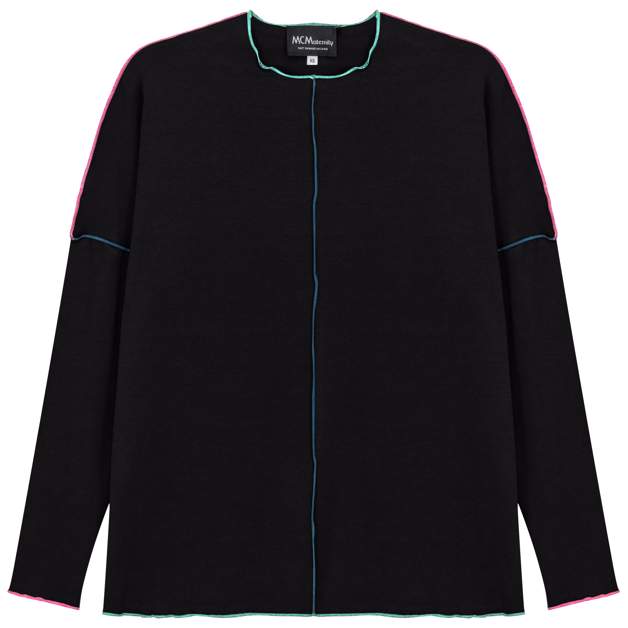 Maternity Contrast Stitch Top in Black by MCM