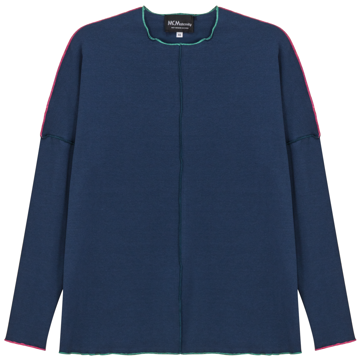 Maternity Contrast Stitch Top in Dark Denim by MCM