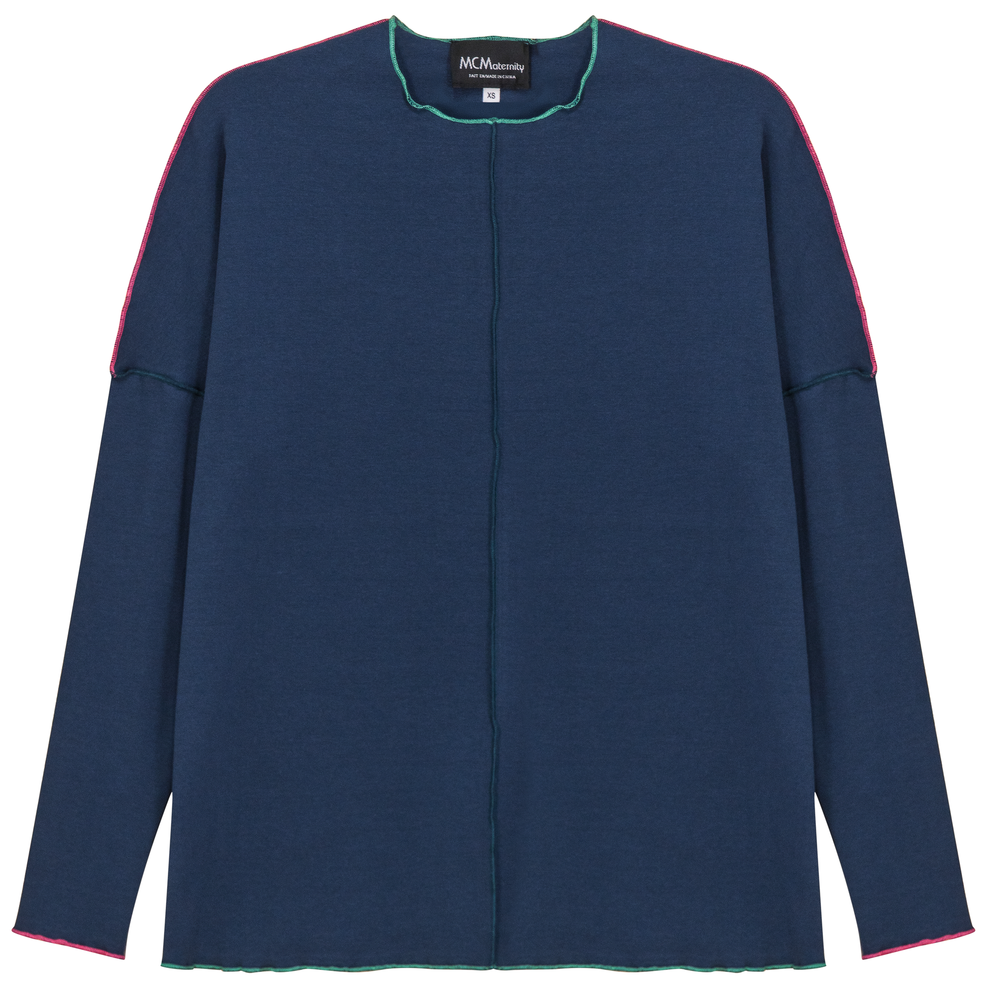 Maternity Contrast Stitch Top in Dark Denim by MCM