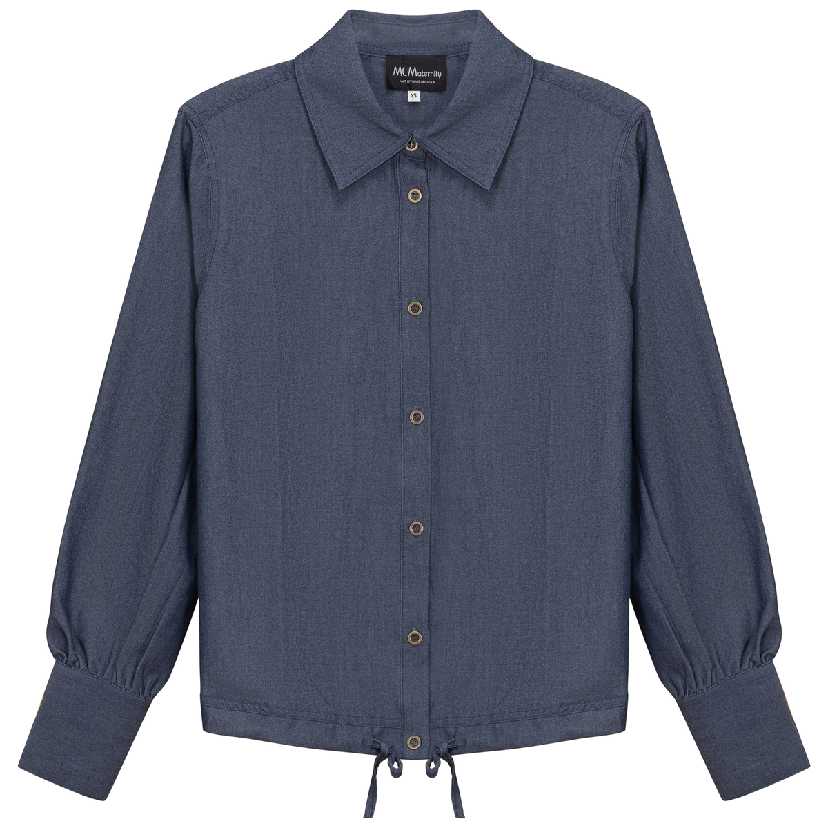 Maternity Denim Bungee Blouse in Dark Denim by MCM