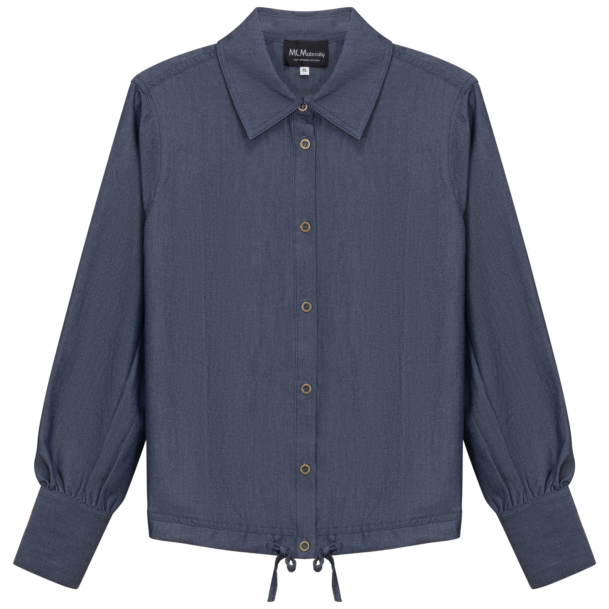Maternity Denim Bungee Blouse in Dark Denim by MCM
