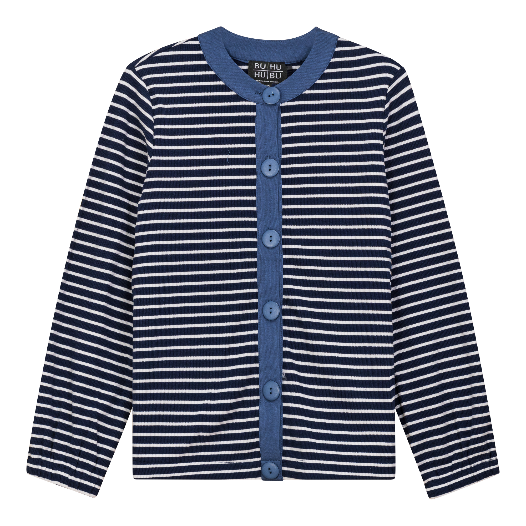 Maternity Striped Button Down Cardigan in Denim White by MCM