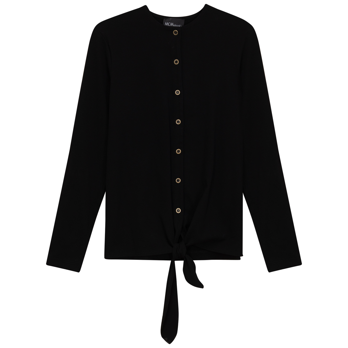 Maternity Tie Front Top in Black by MCM