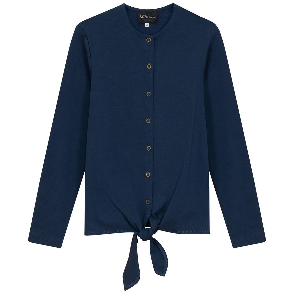 Maternity Tie Front Top in Dark Denim by MCM