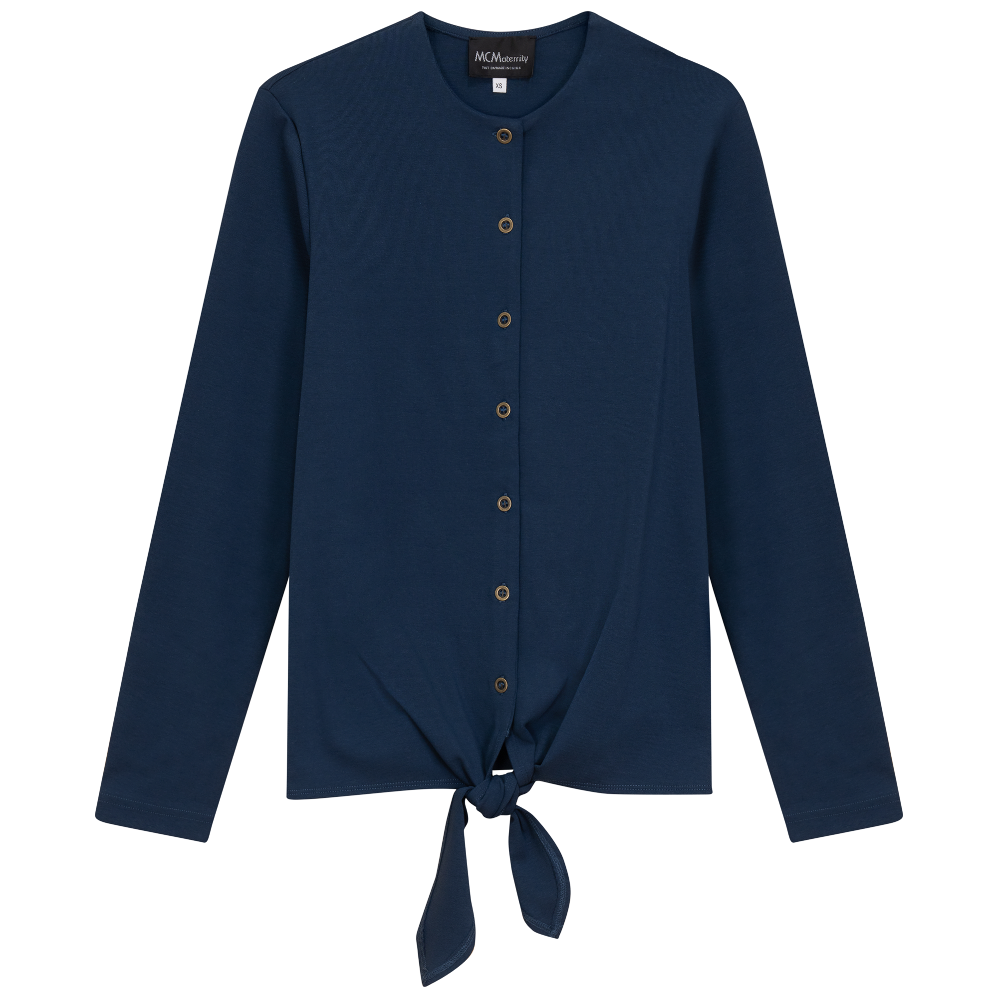 Maternity Tie Front Top in Dark Denim by MCM