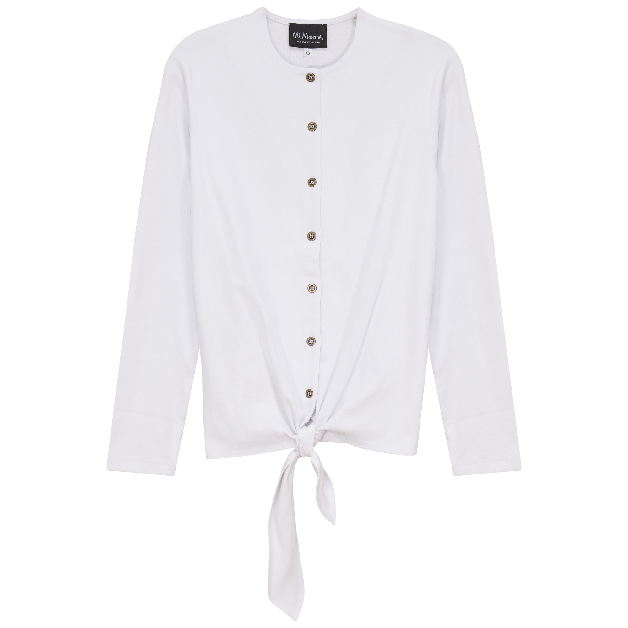 Maternity Tie Front Top in White by MCM