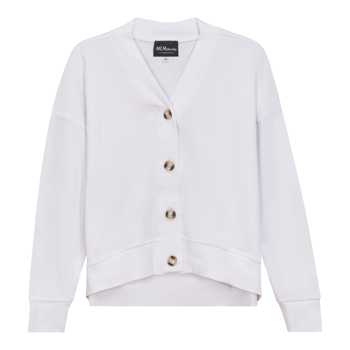 Maternity Drop Shoulder Cardigan in White by MCM