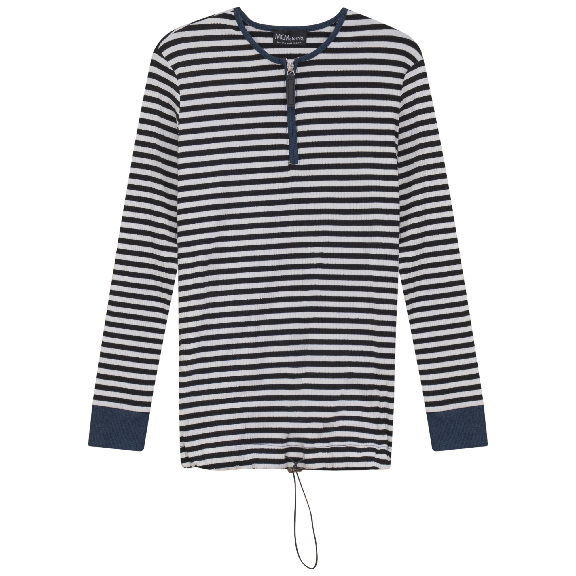 Maternity Stripped Henley Bungee Tee in by MCM