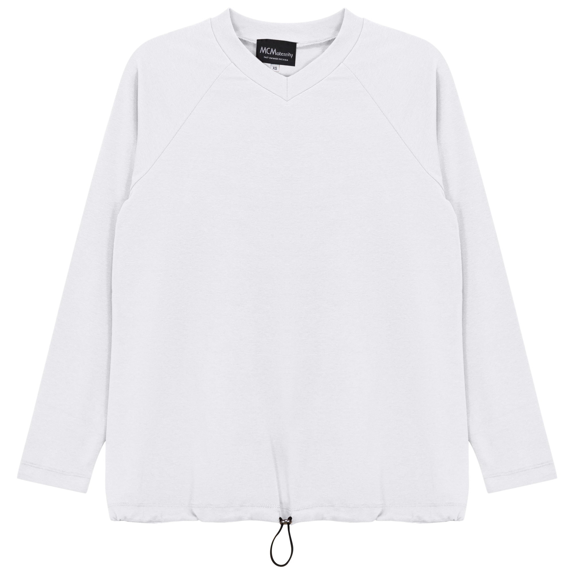 Maternity V Neck Bungee Tee in White by MCM