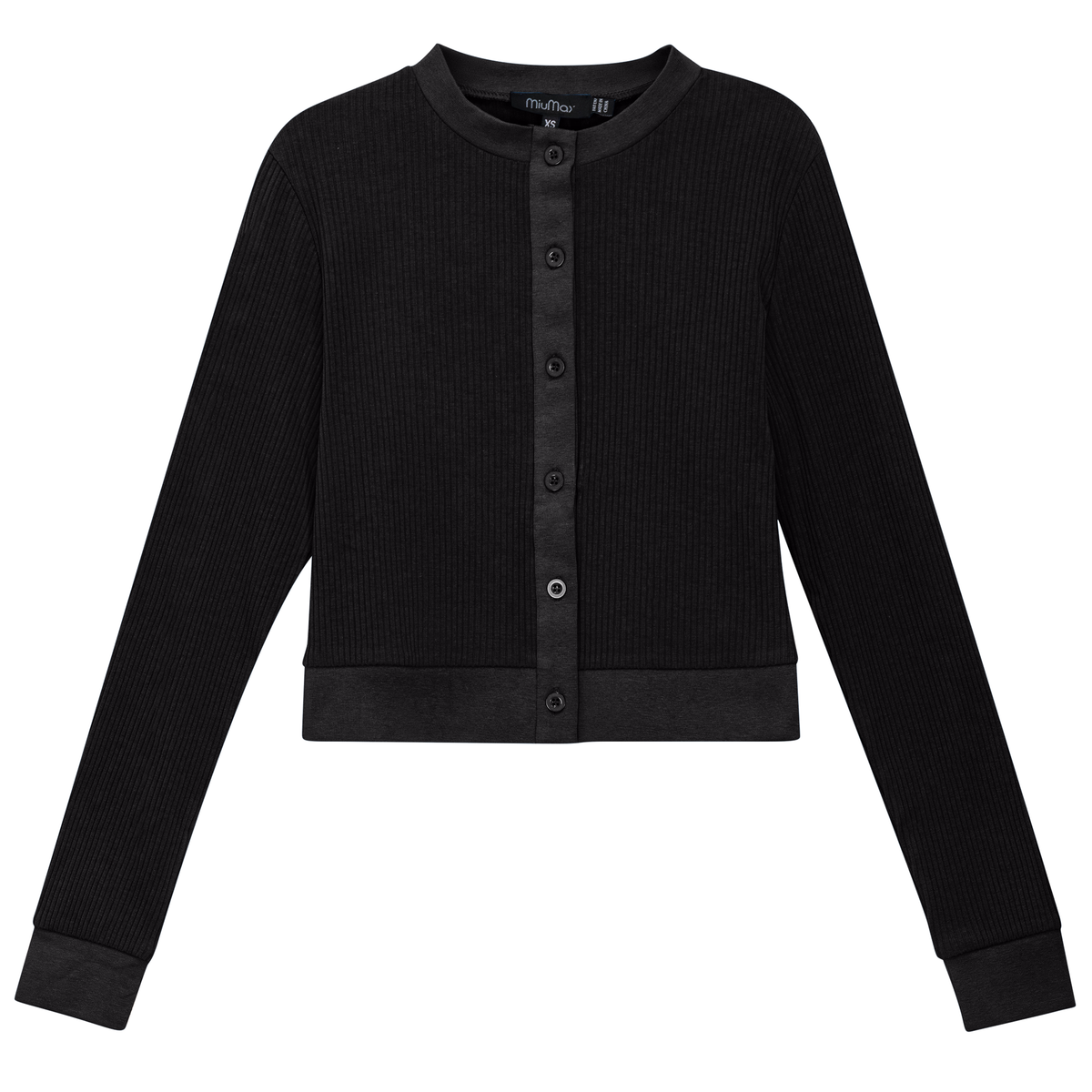Maternity Ribbed Cropped Cardigan in Black by MiuMax