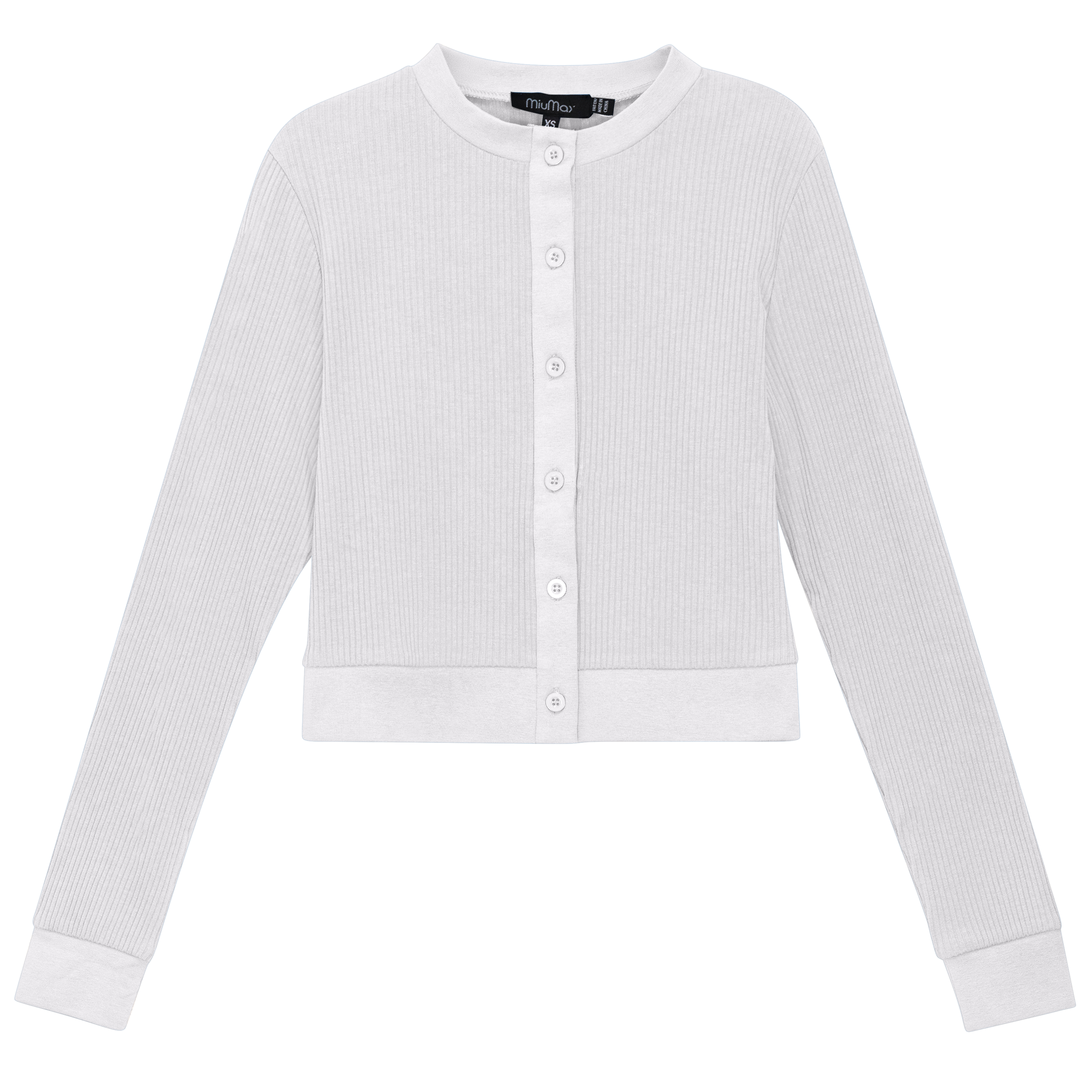 Maternity Ribbed Cropped Cardigan in White by MiuMax