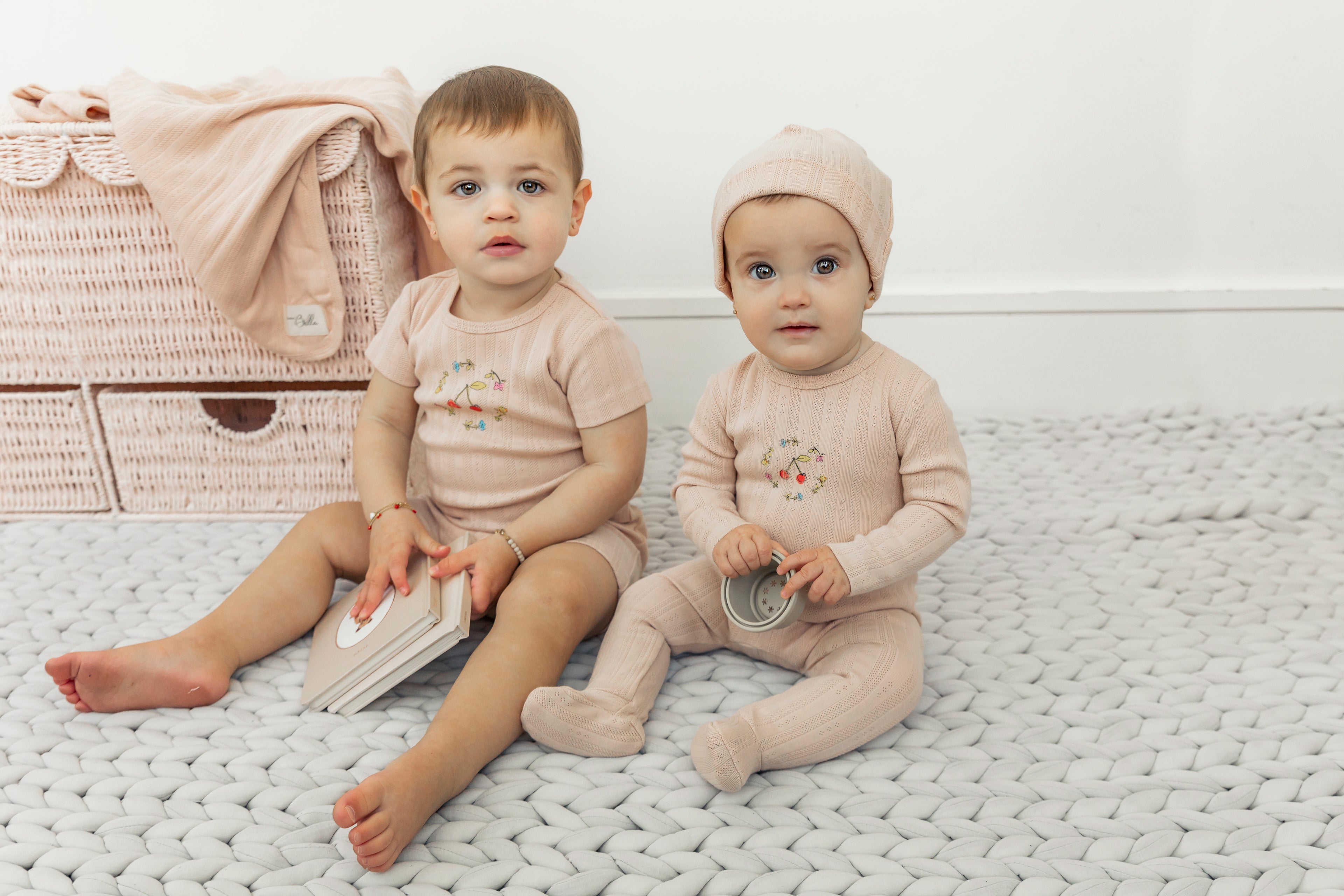 Pointelle Ribbed Blanket in White One Size by Bebe Bella