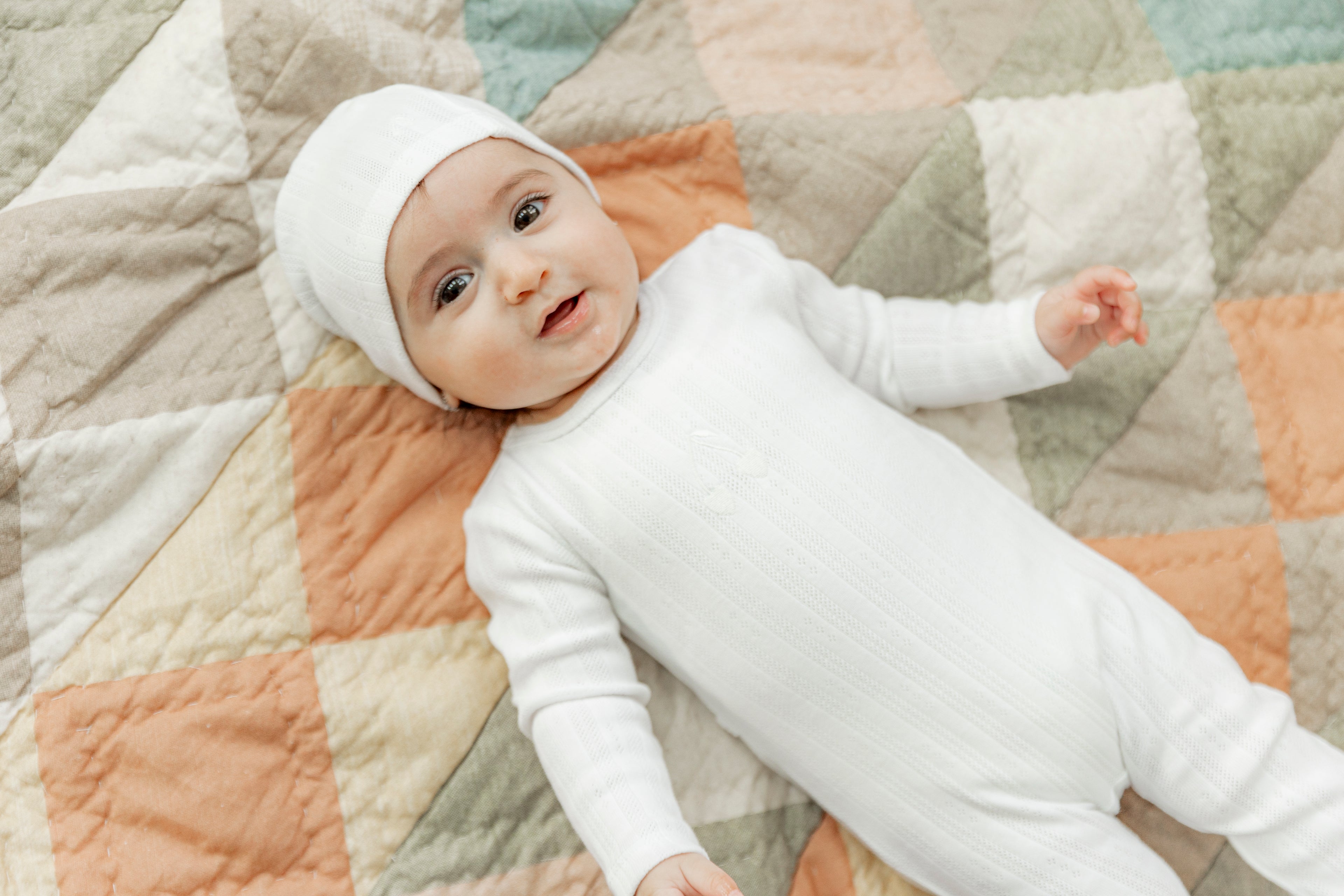 Embroidered Cherry Onesie with Hat in by Bebe Bella