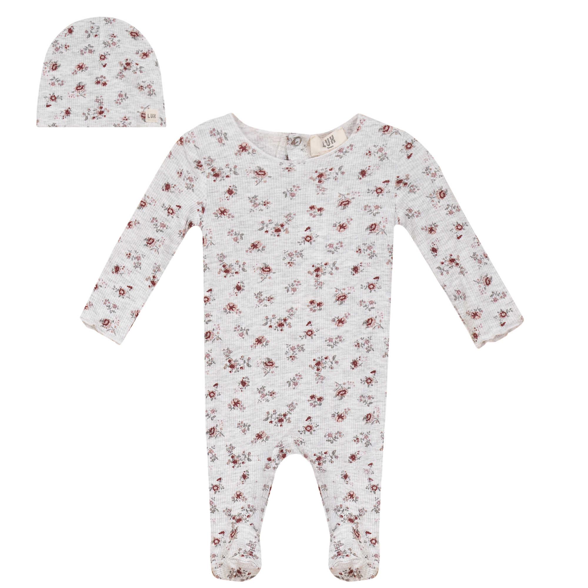 Floral Dream Onesie and Hat in Grey Mix by Lux Baby