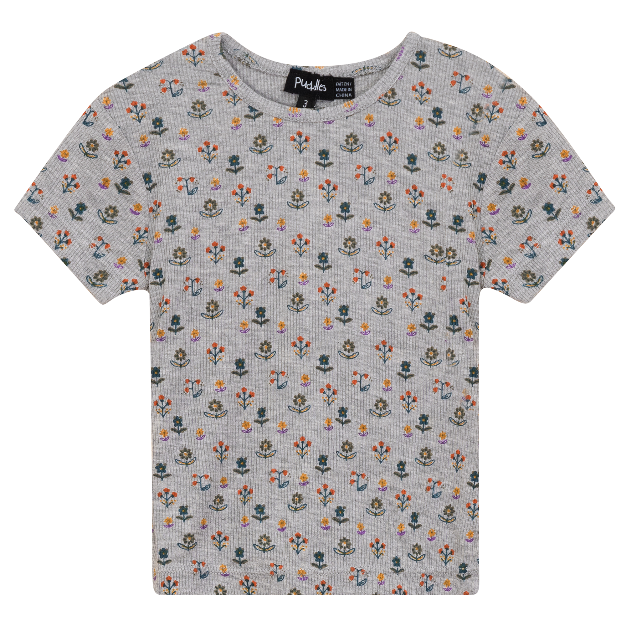 Floral Blossom Tshirt in Grey Mix by Puddles