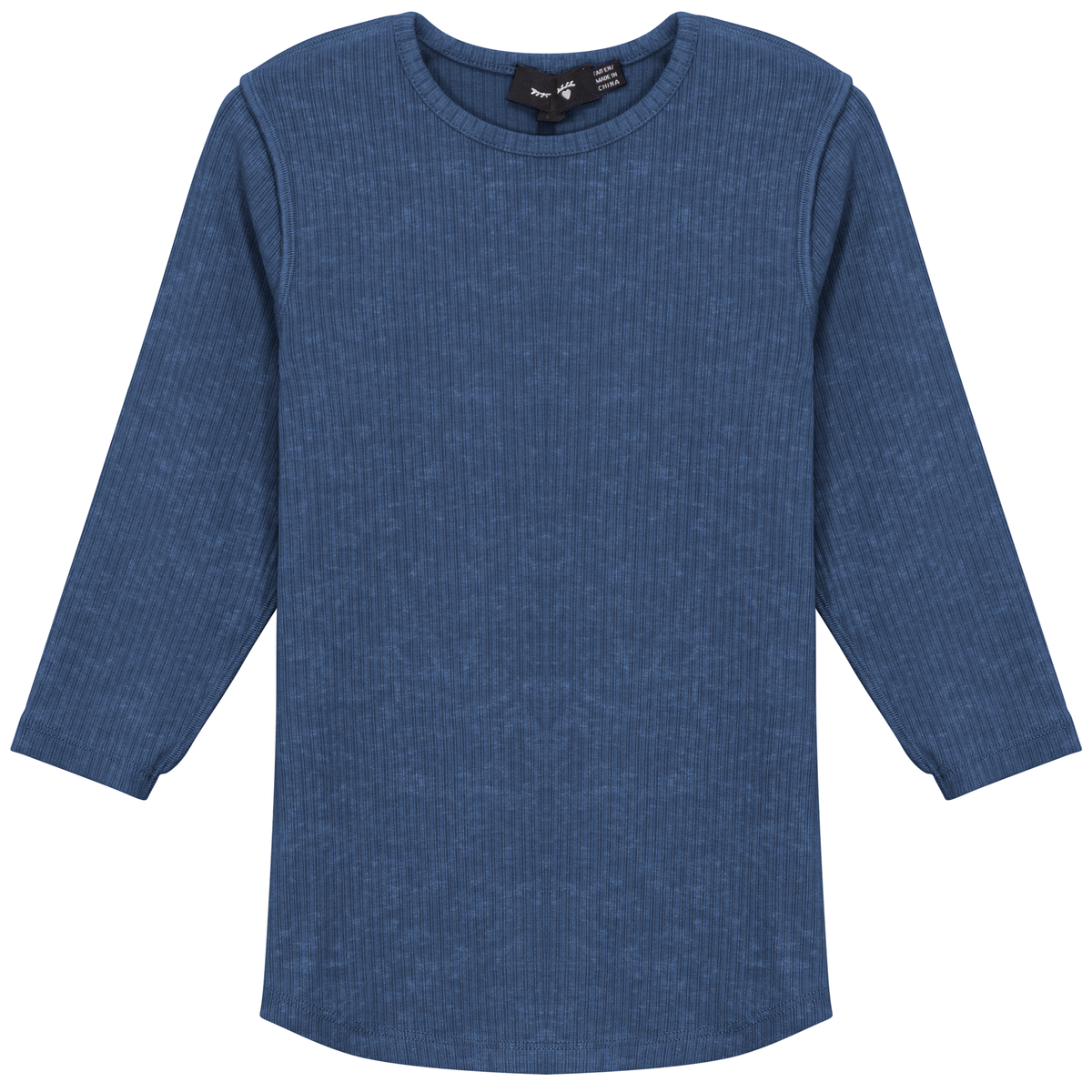 Distressed Rib Top in Dark Denim by Peek a boo