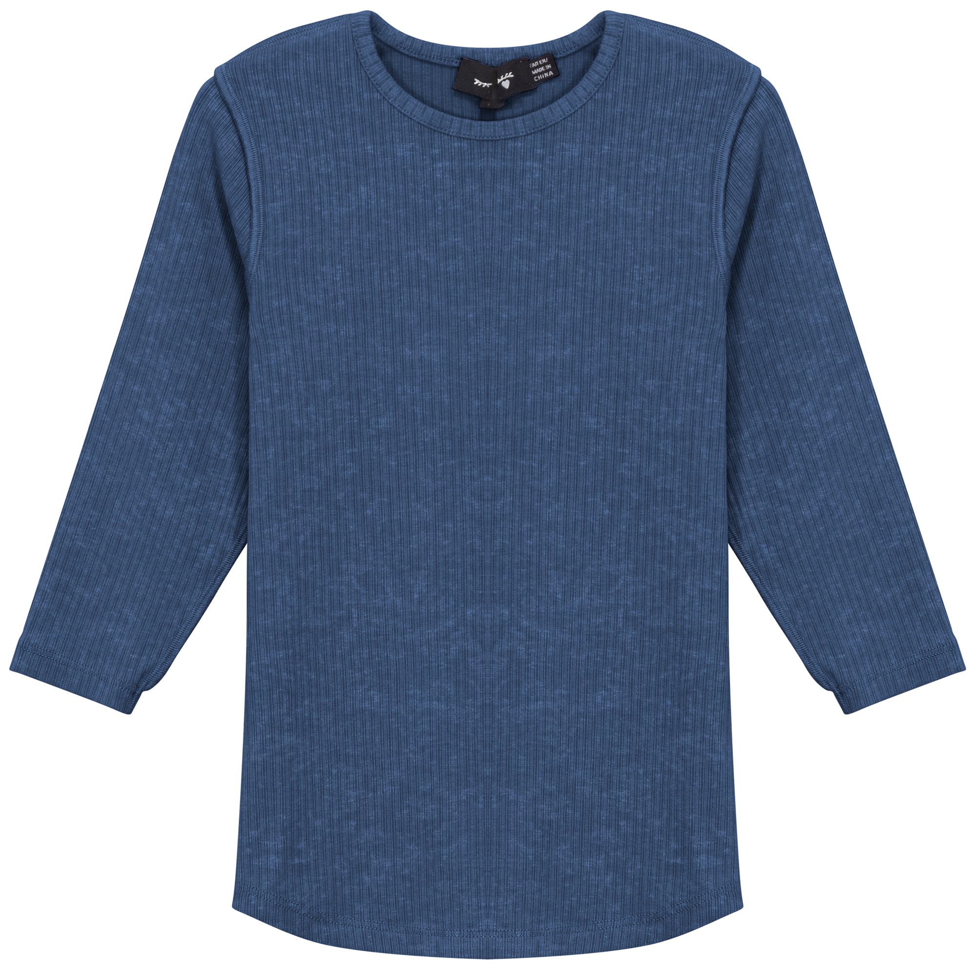 Distressed Rib Top in Dark Denim by Peek a boo