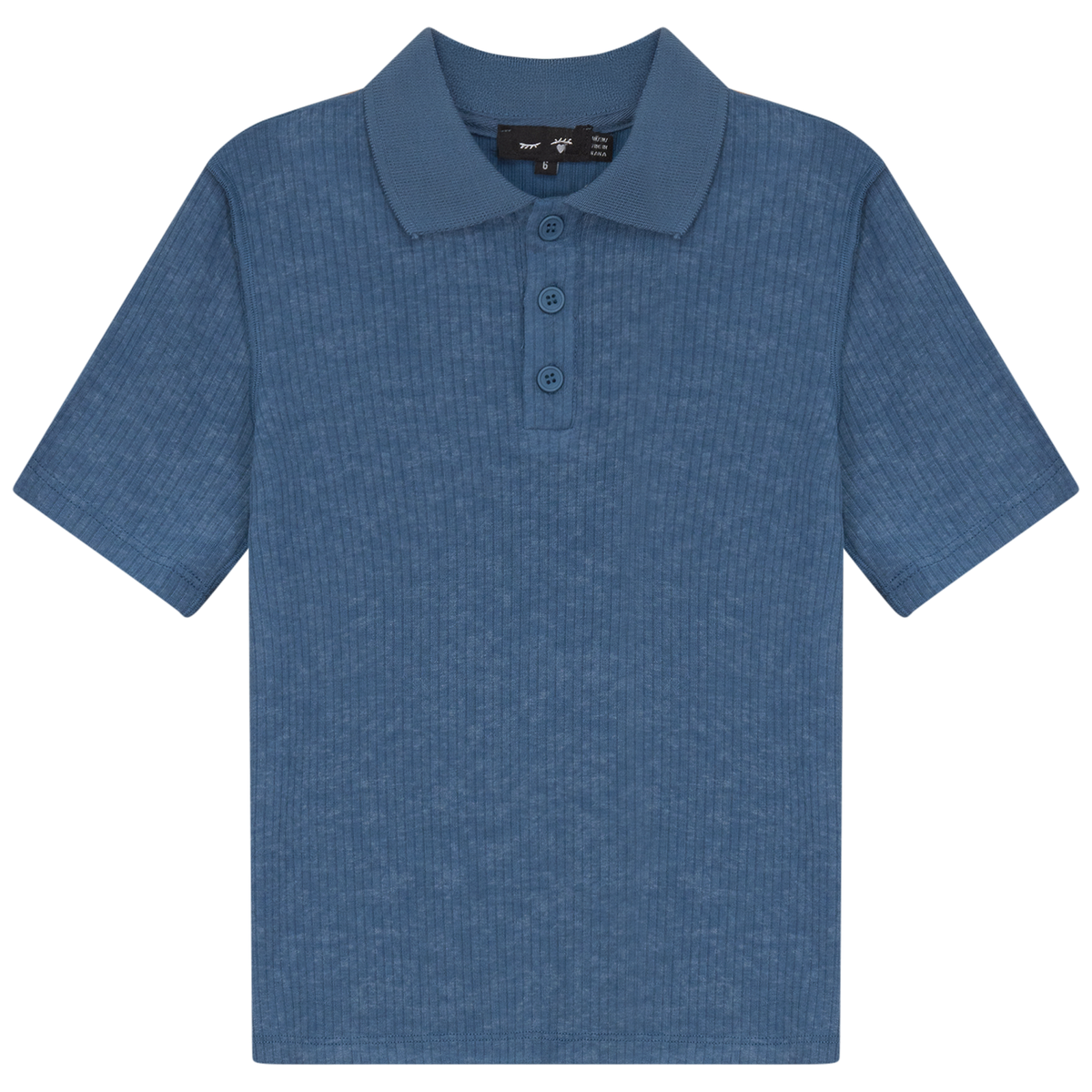Distressed Short Polo in Dark Denim by Peek a boo