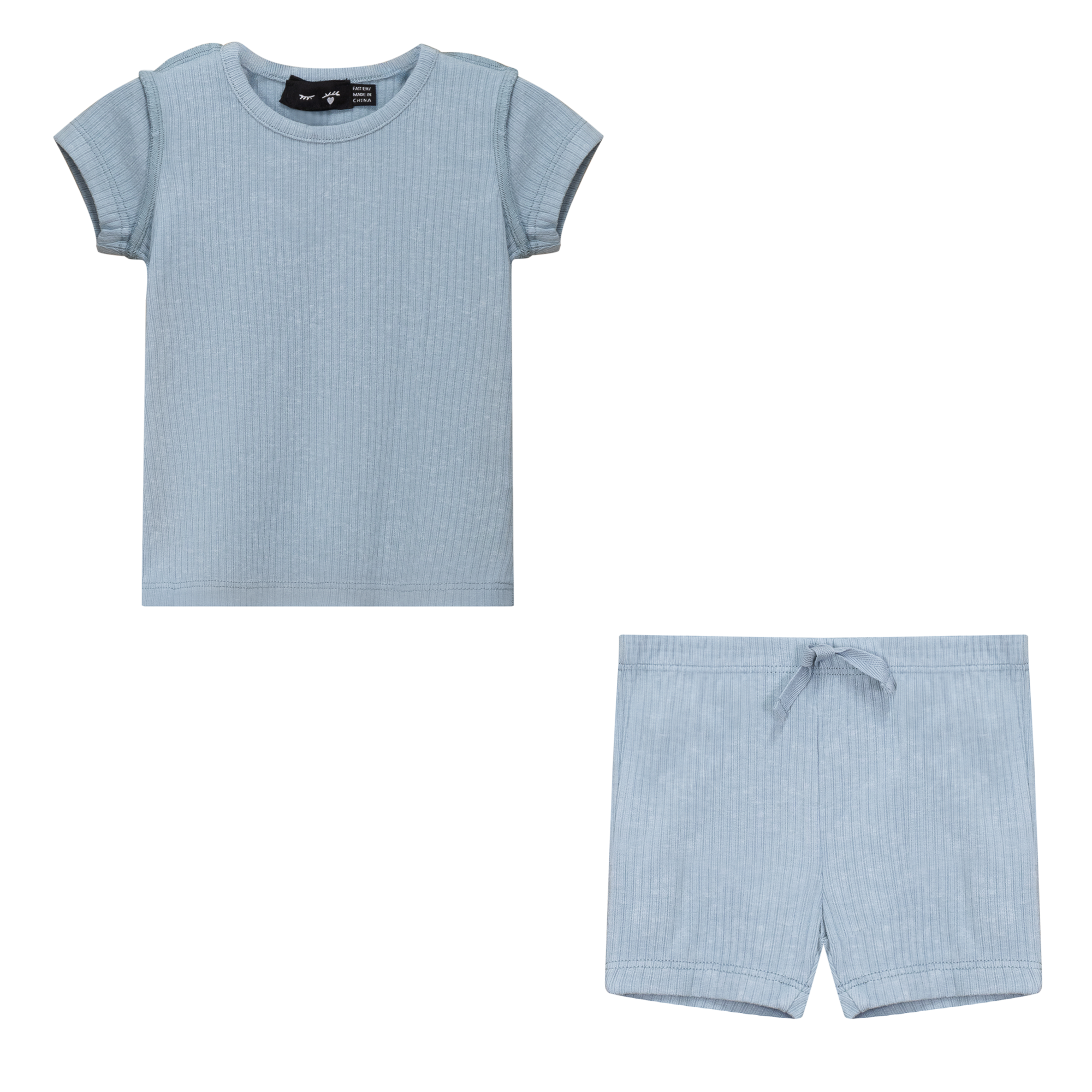 Distressed Shorts Set in Dusty Blue by Peek a boo