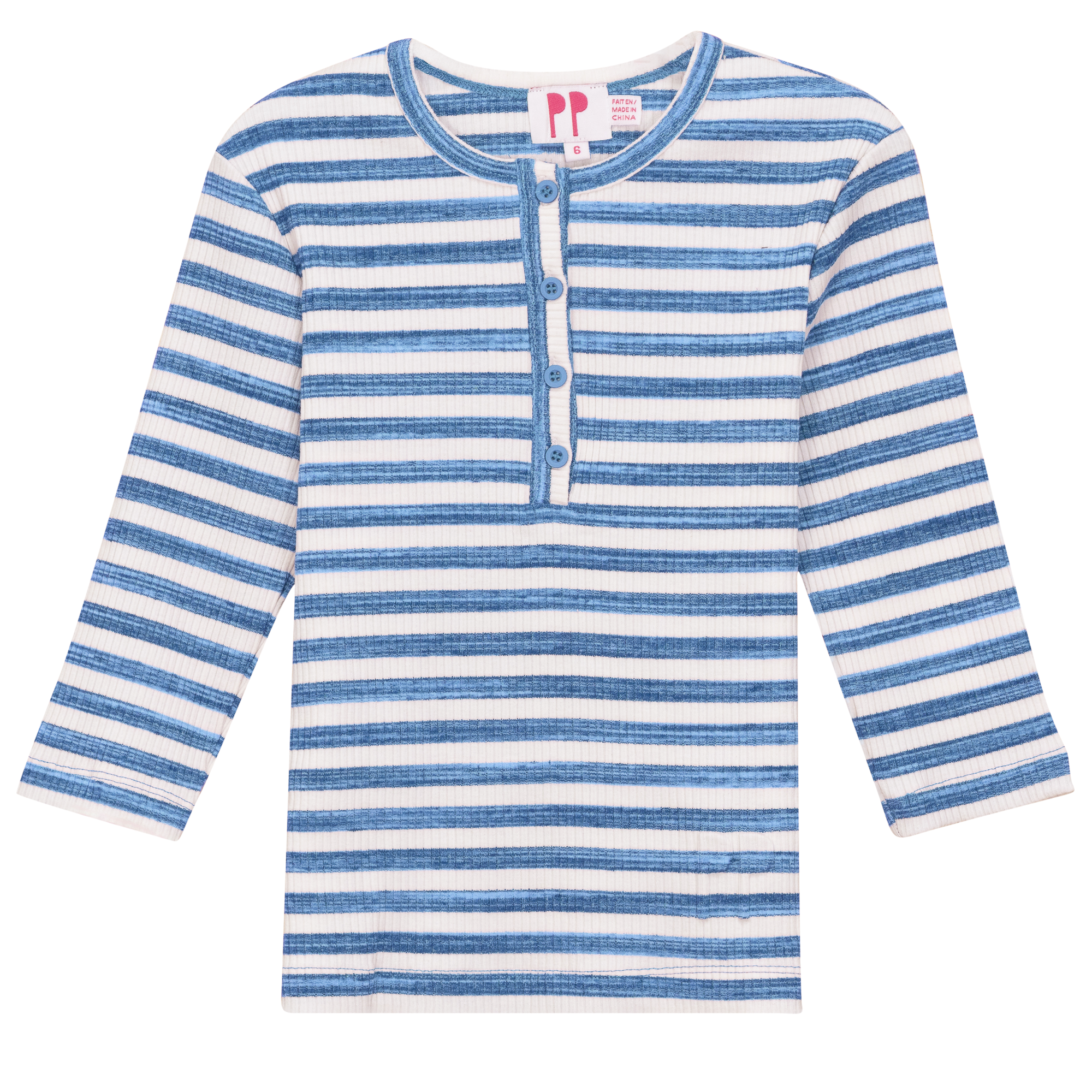 Stripped Henley Tshirt in Light Blue by Pinky Promise