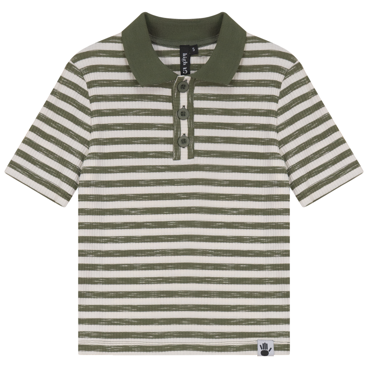 Mix Stripped Short Polo in Olive by High 5
