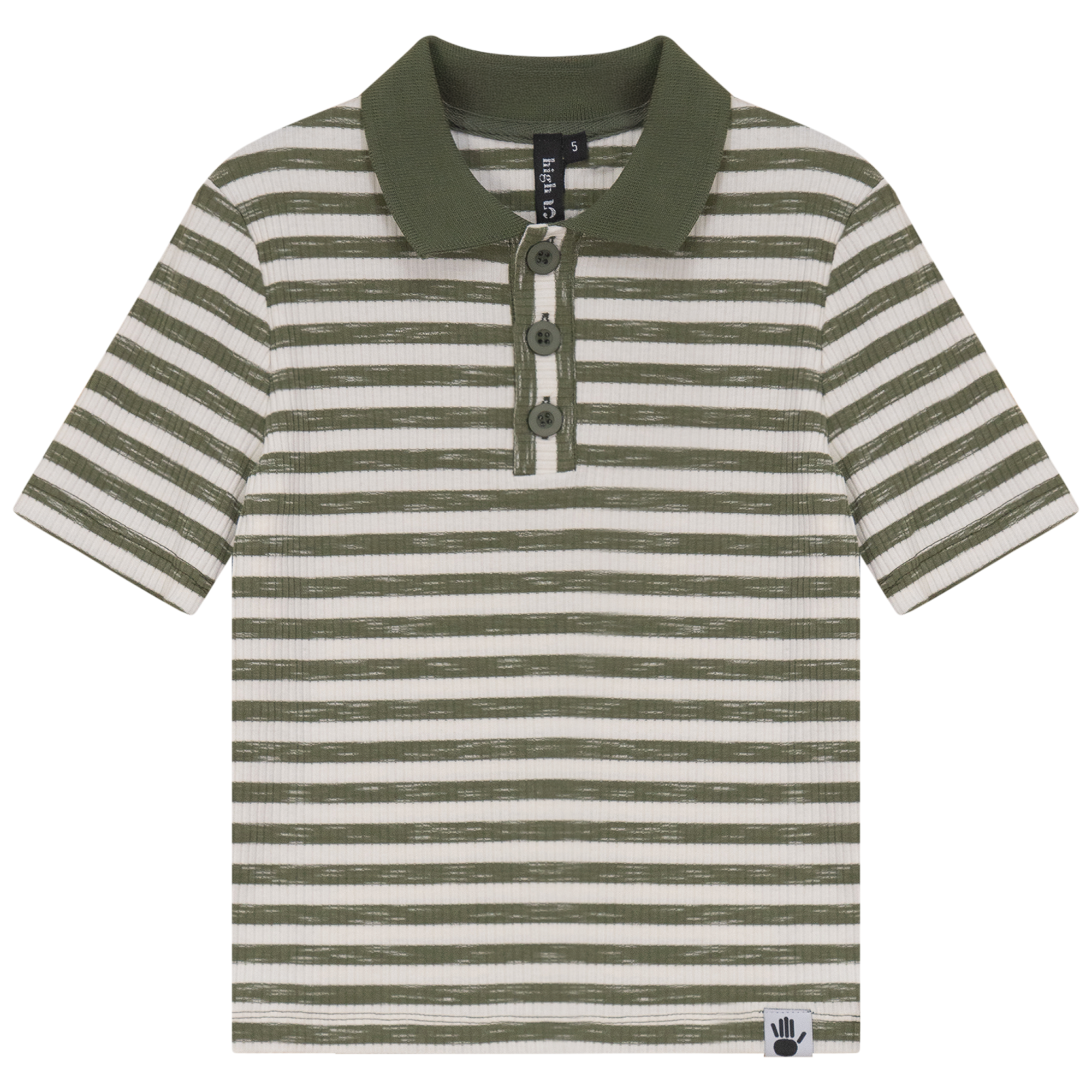 Mix Stripped Short Polo in Olive by High 5