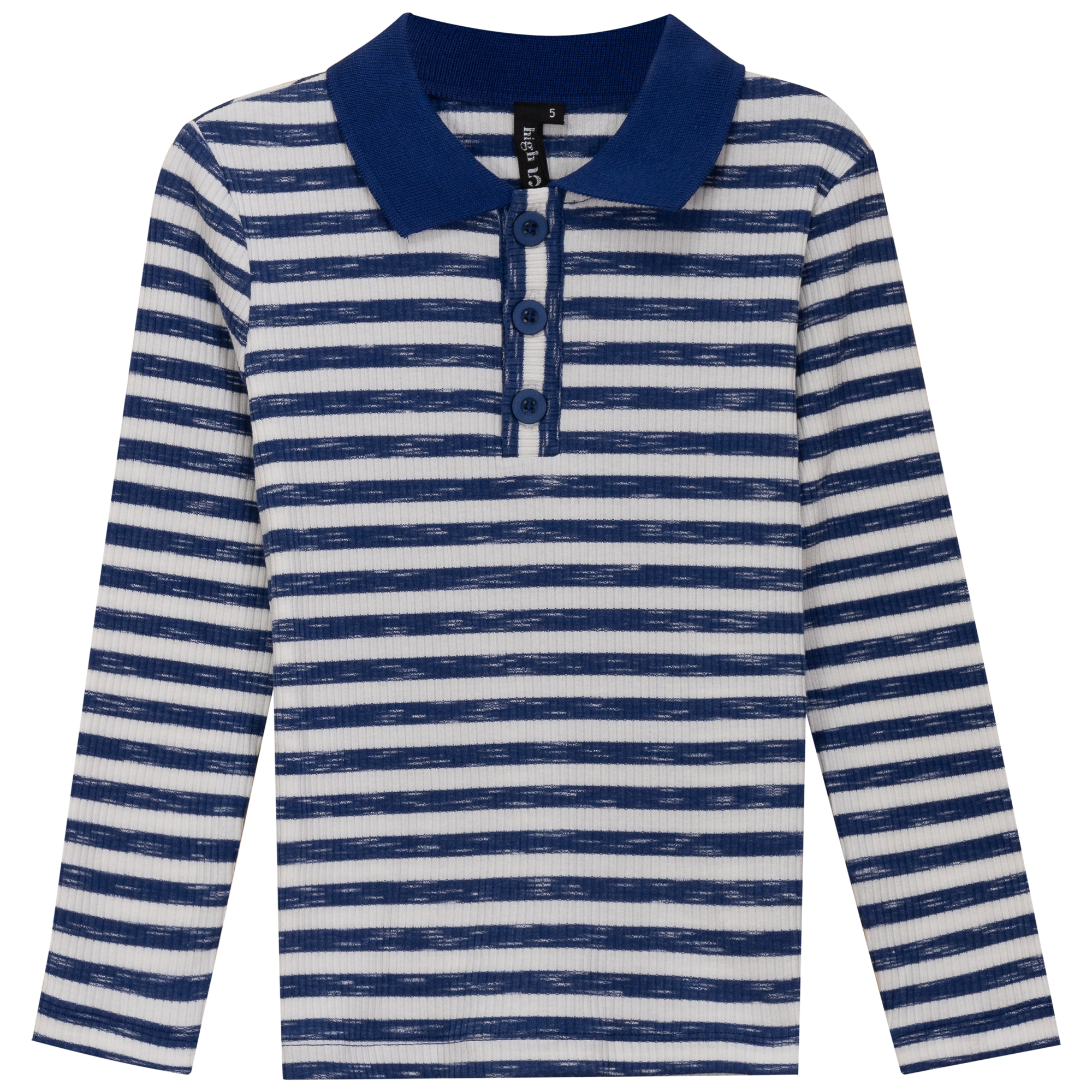 Mix Stripped Long Polo in Dark Blue by High 5