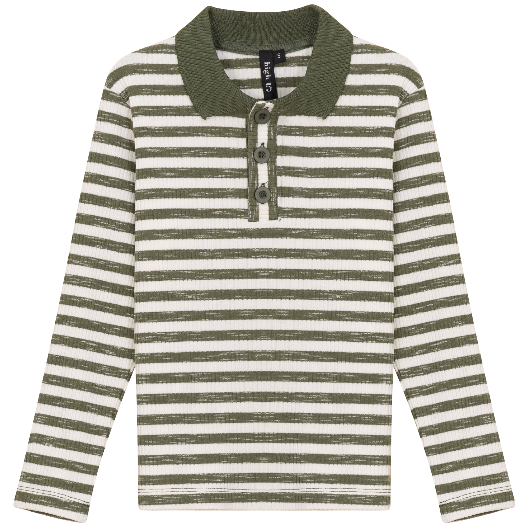Mix Stripped Long Polo in Olive by High 5