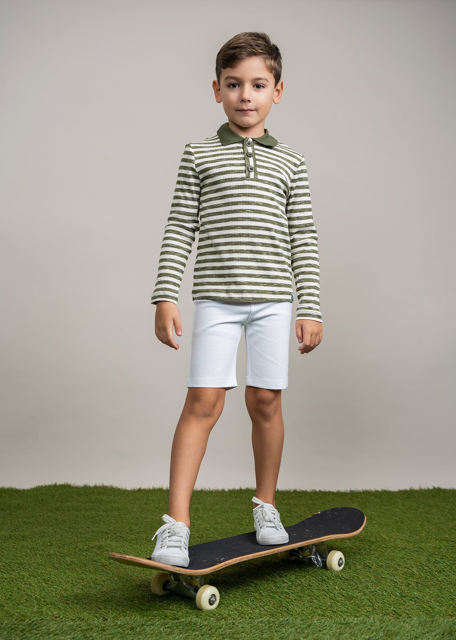 Mix Stripped Long Polo in by High 5