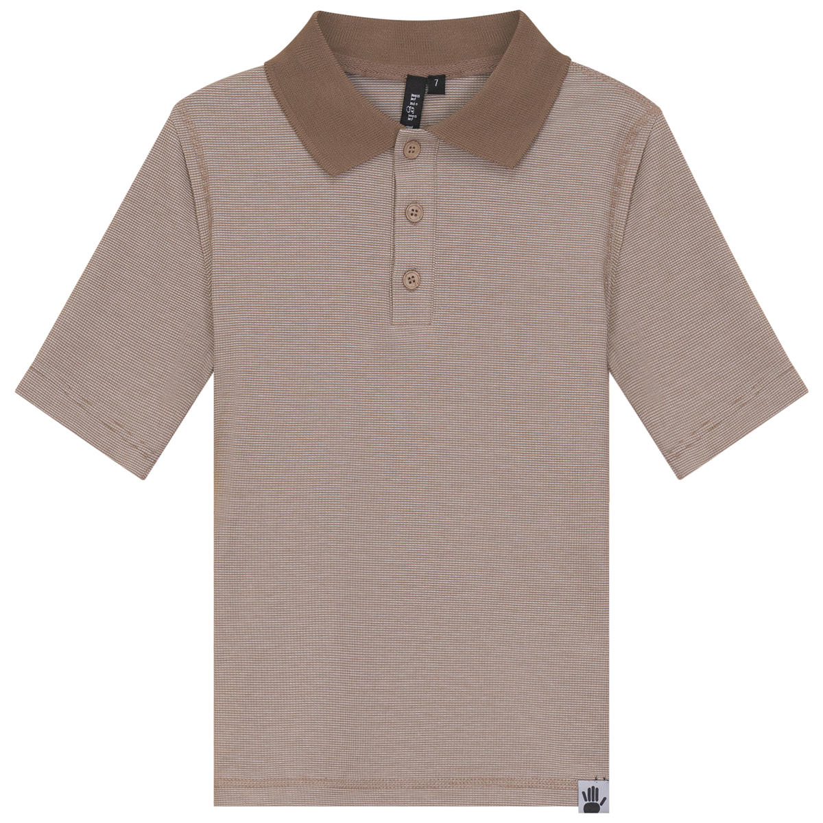 Mini Stripped Short Polo in Beige by High 5