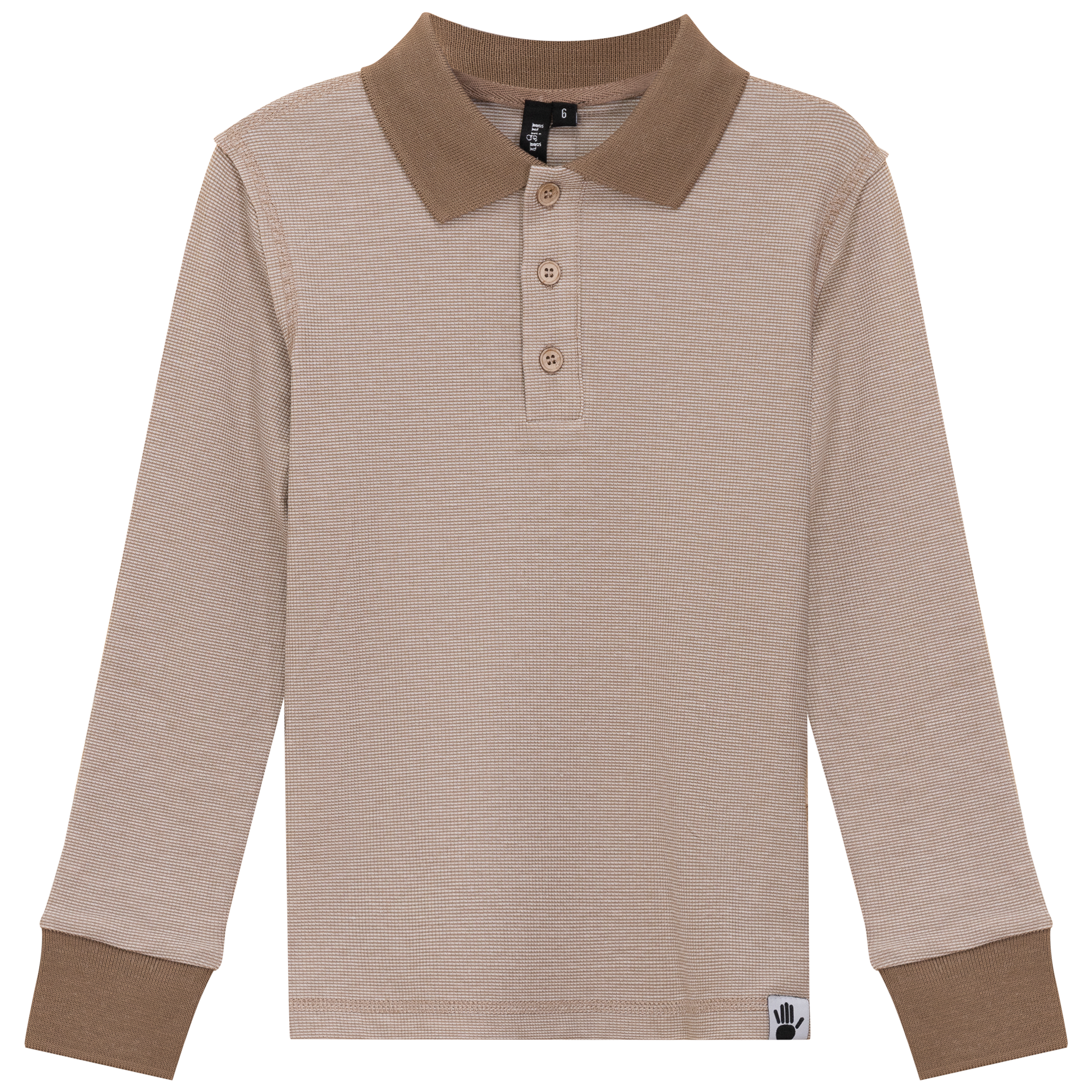 Mini Stripped Long Polo in Beige by High 5