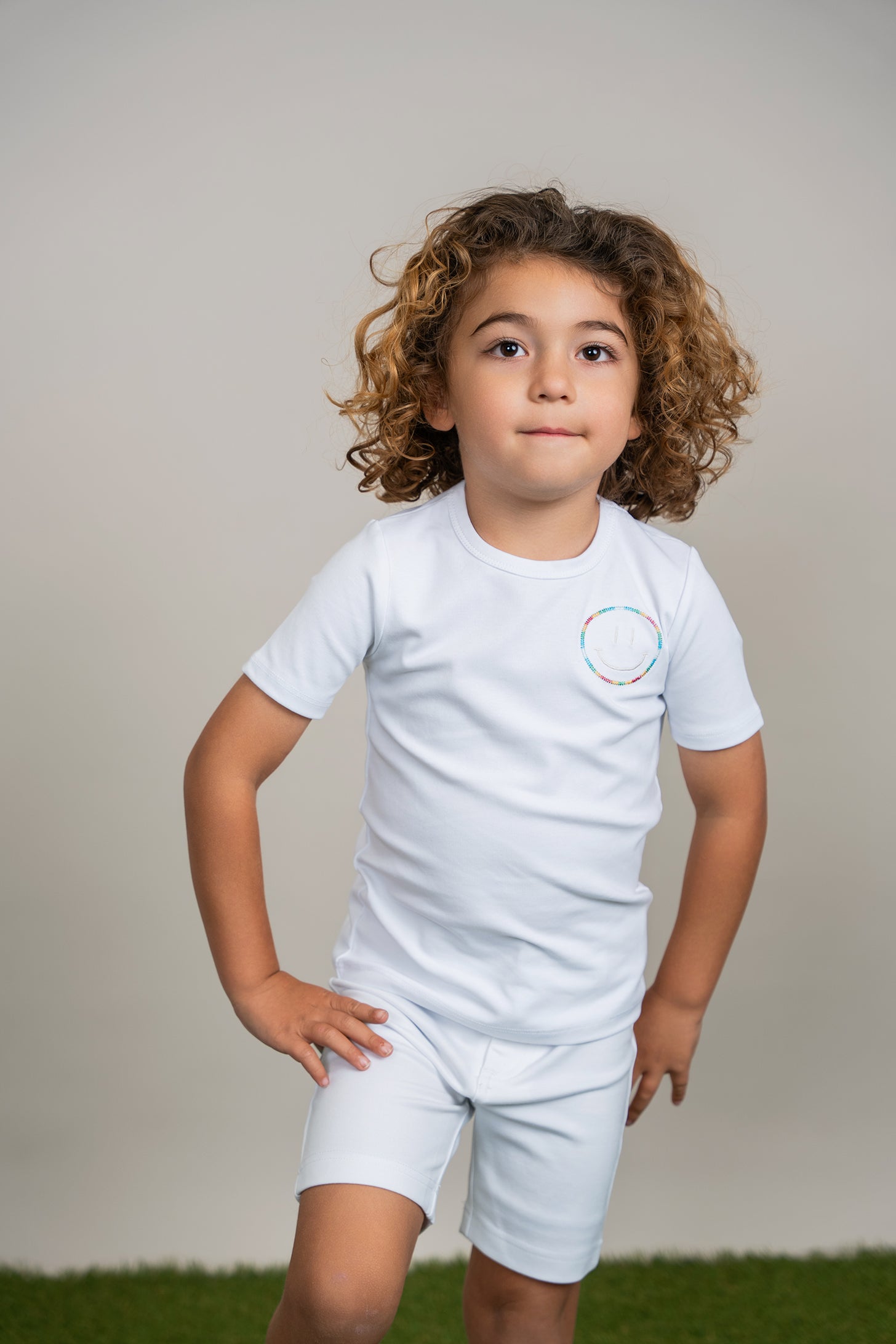 Smiley Embroidered T-Shirt in by Puddles