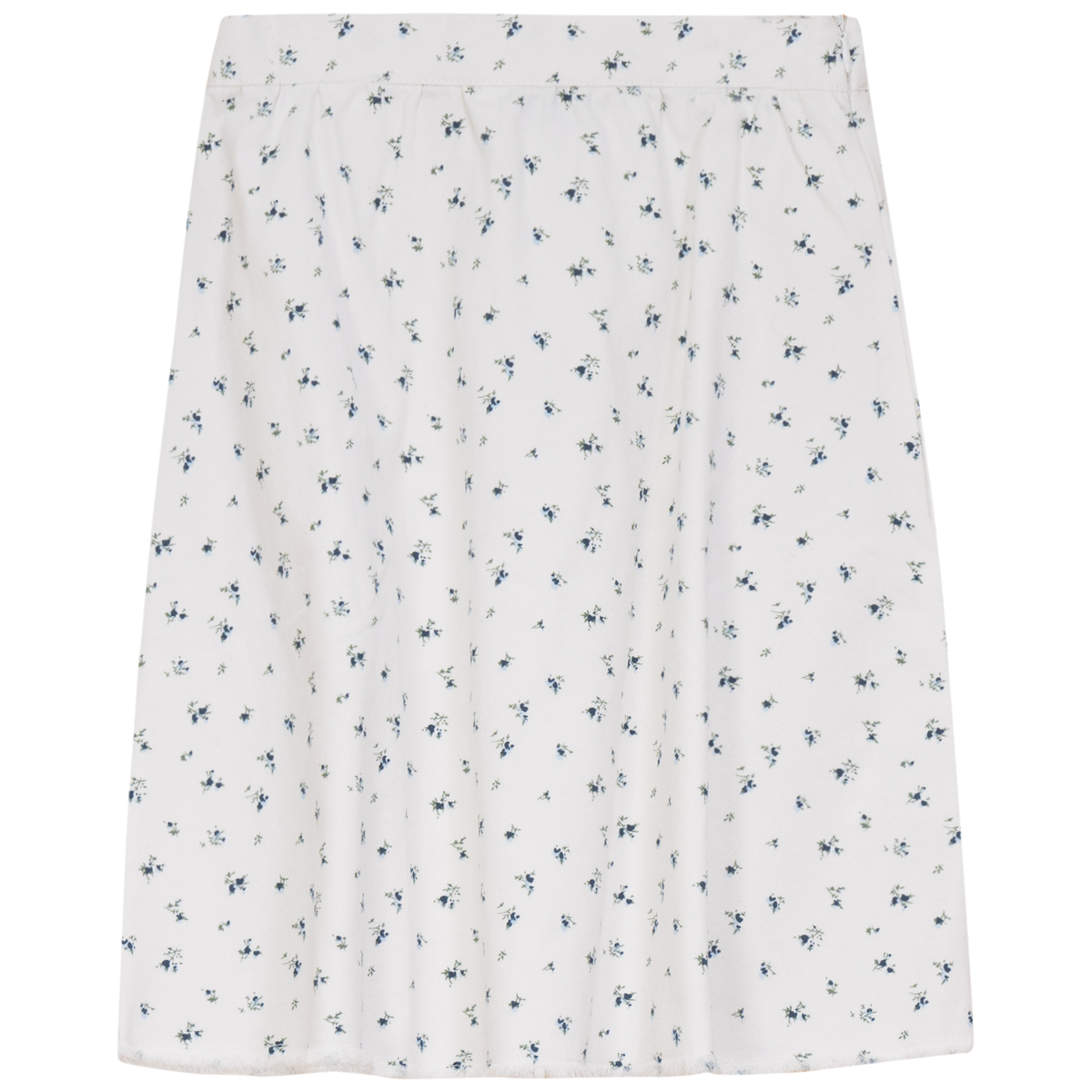 Floral Printed Denim Skirt in Blue by Puddles