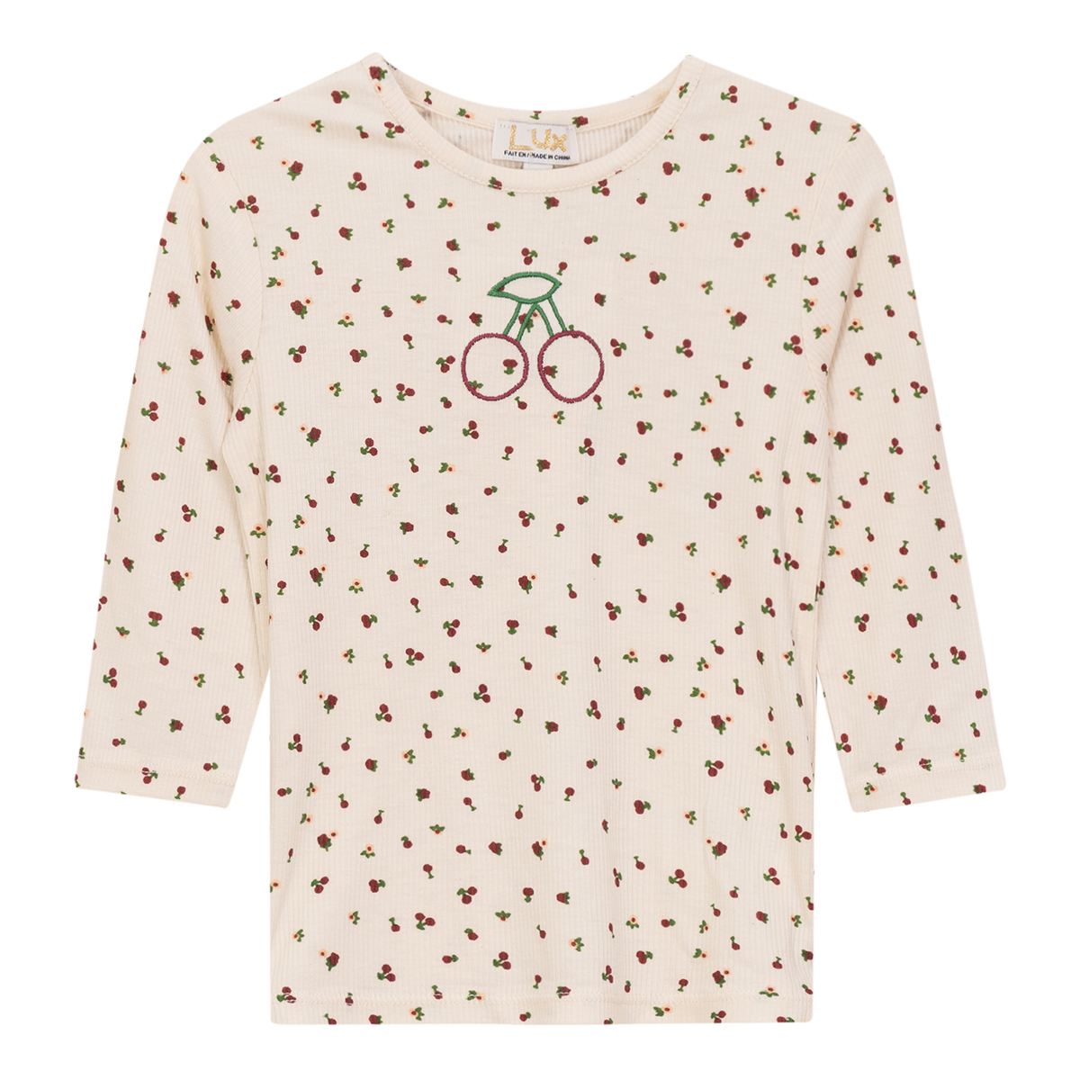Cherry Print T-Shirt in Beige by Lux