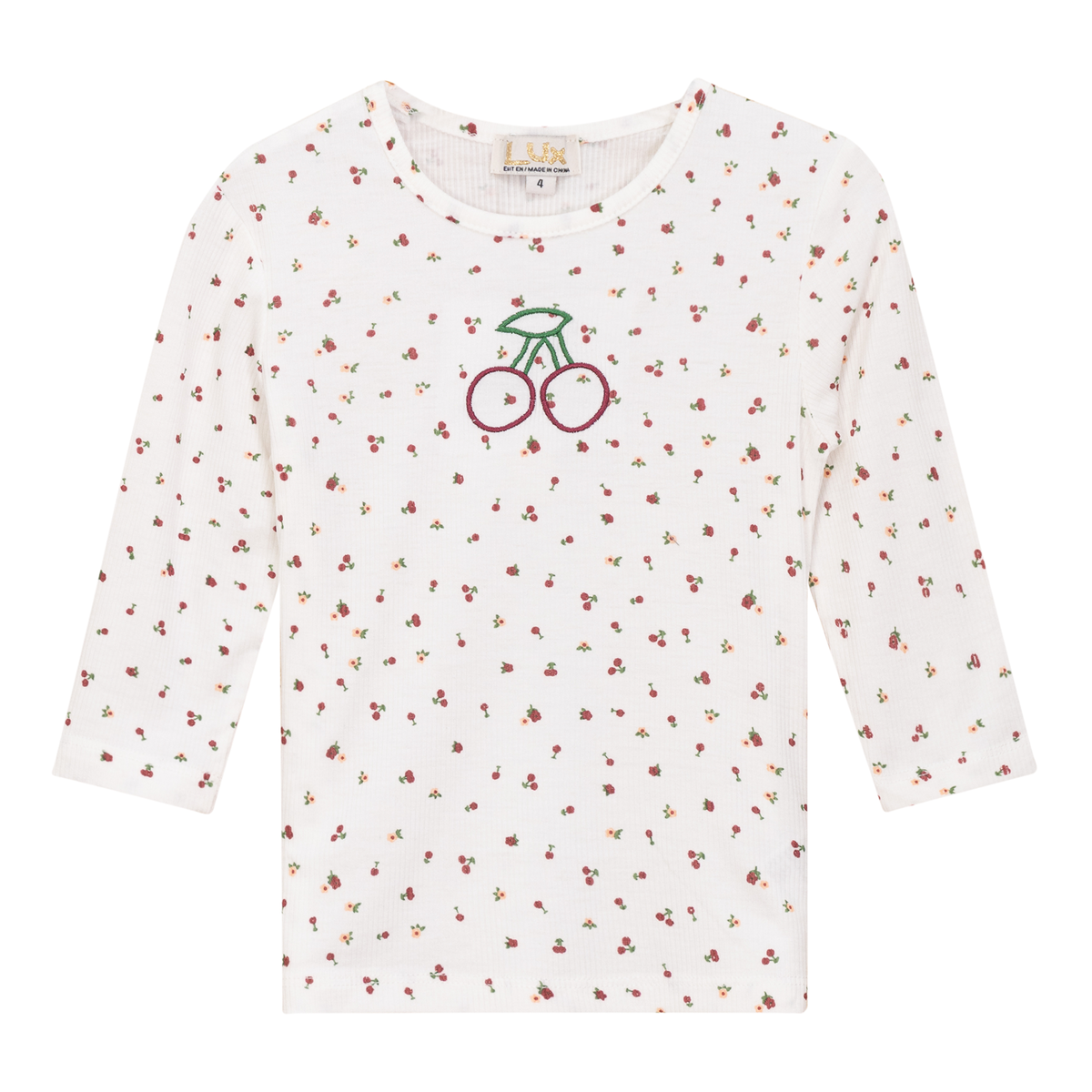 Cherry Print T-Shirt in White by Lux