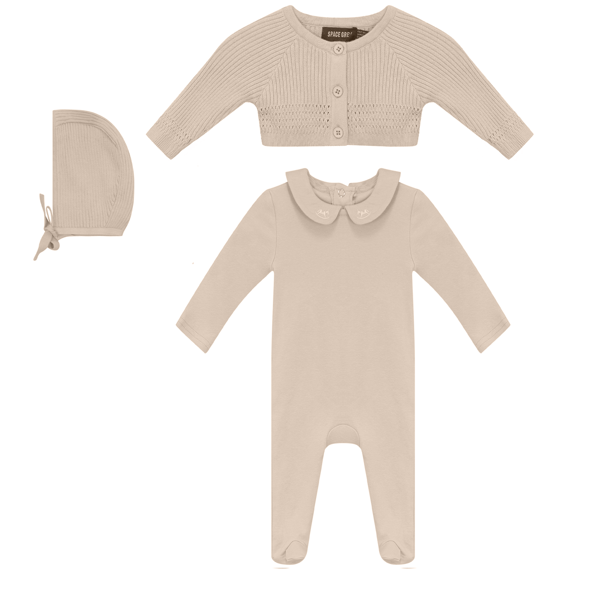 Onesie and Cardigan Set in Dark Almond by Space Grey