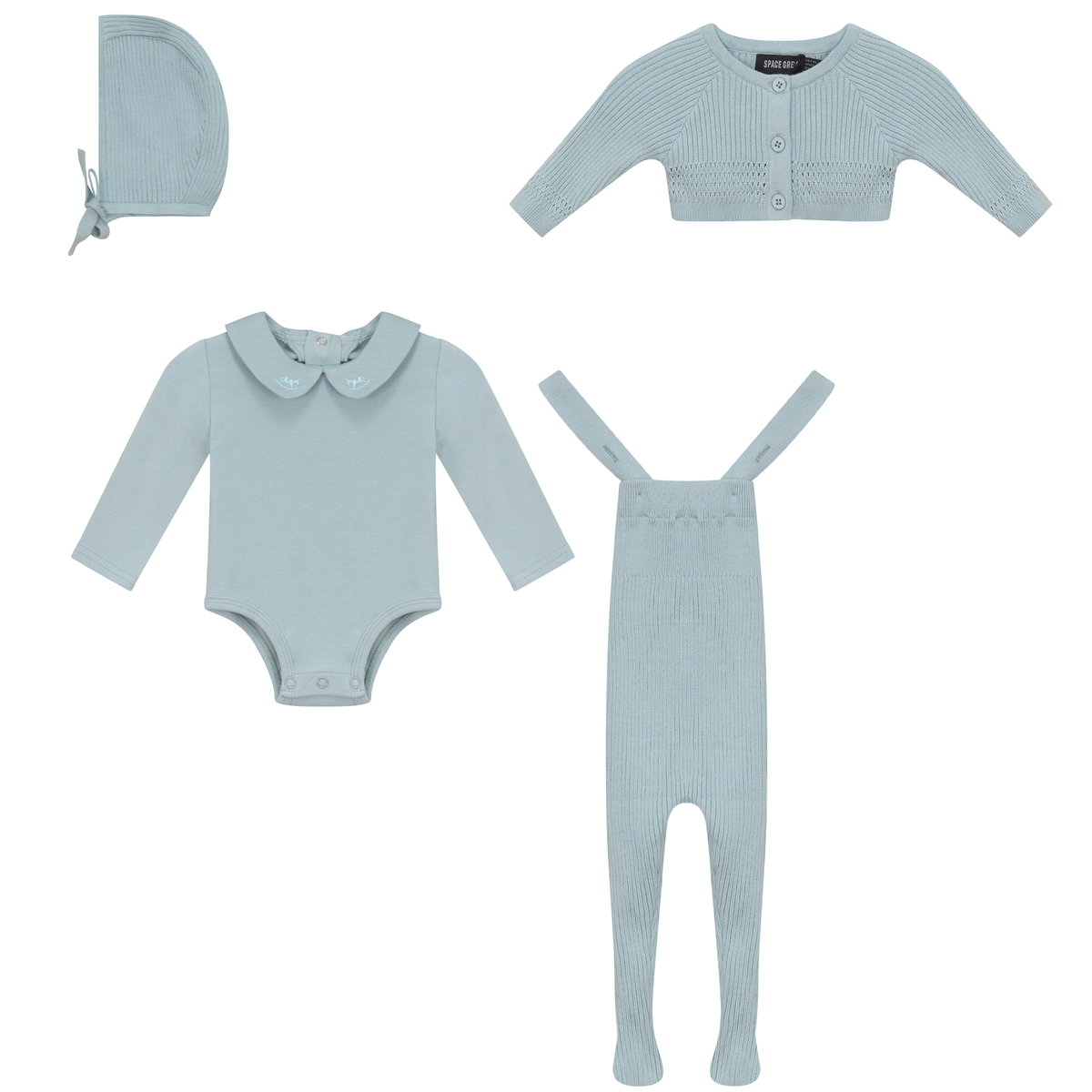 Knitted Overall and Cardigan Set in Seabrook by Space Grey