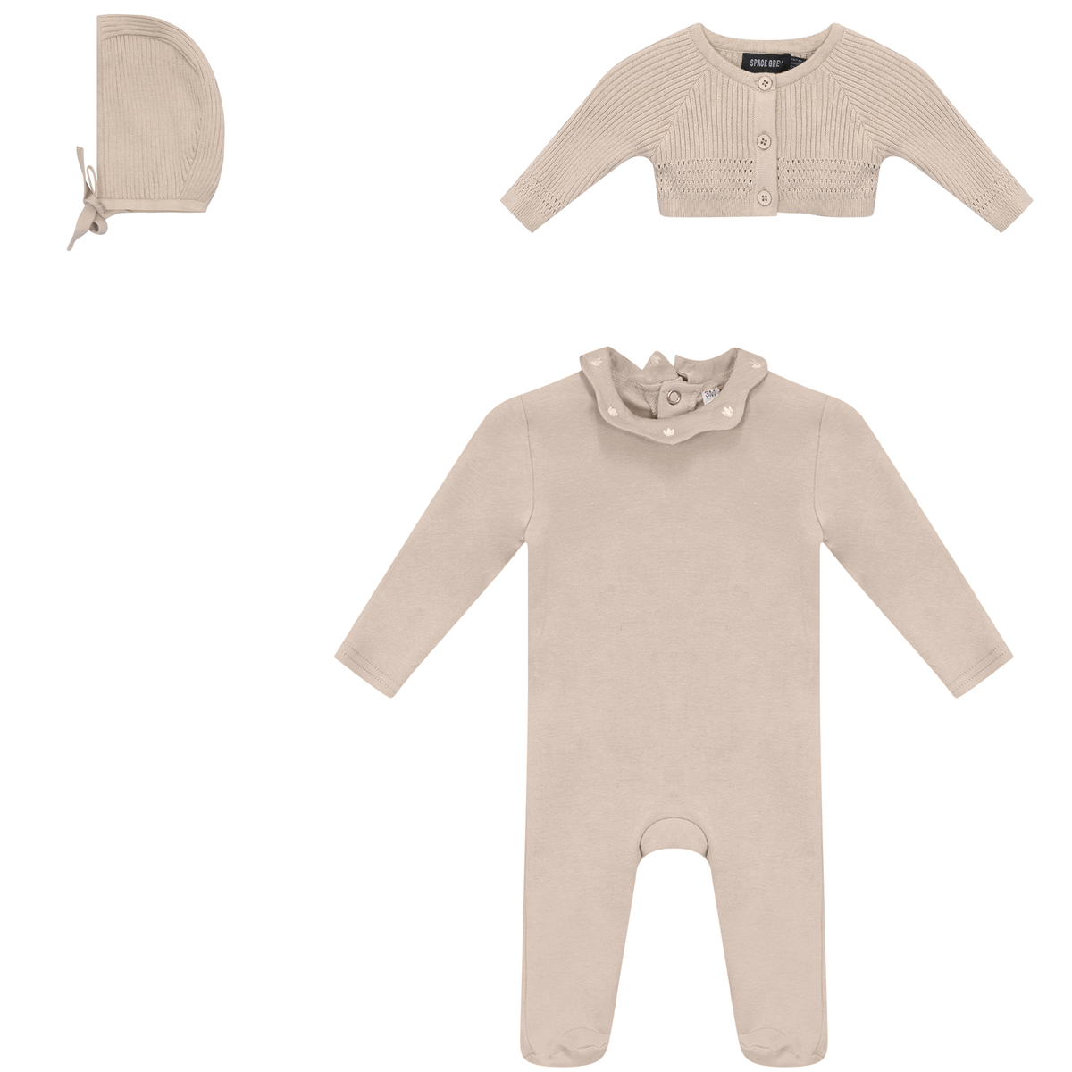 Onesie and Cardigan Set in Dark Almond by Space Grey