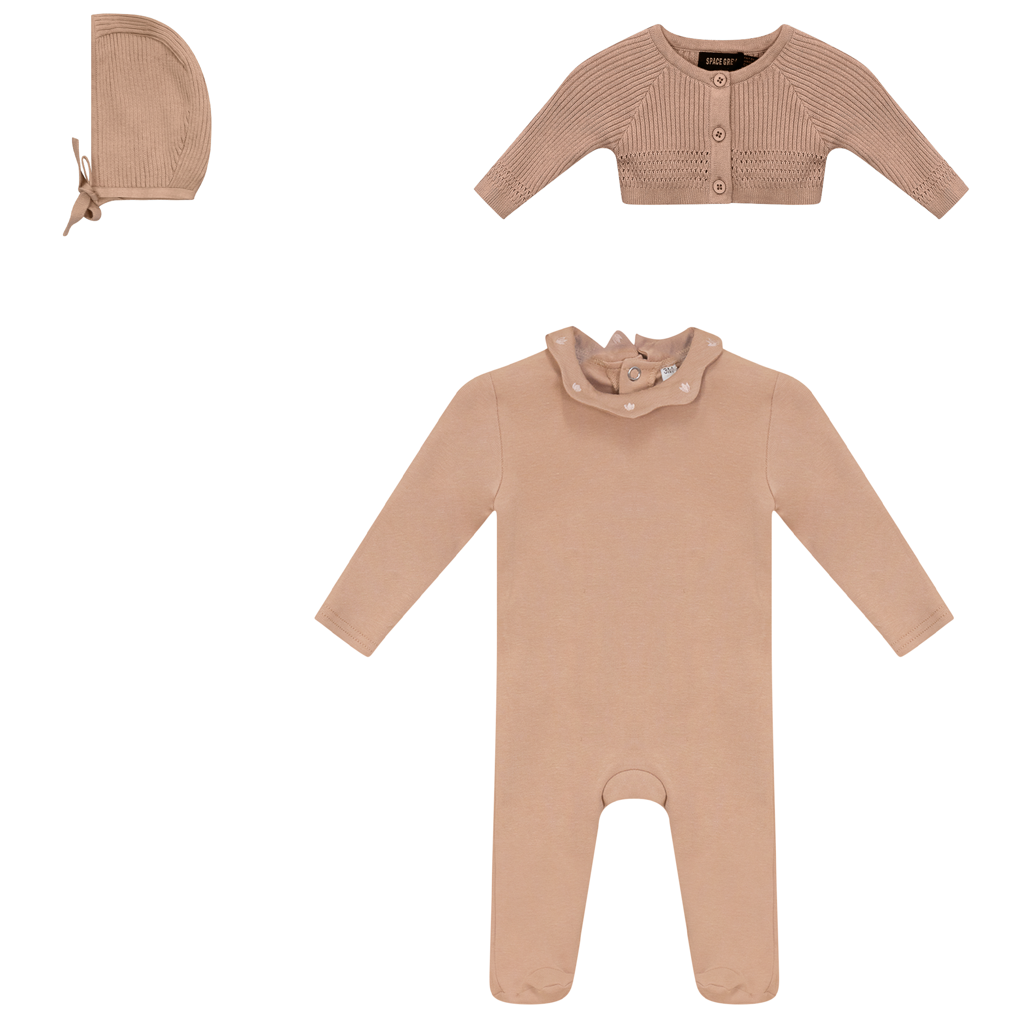 Onesie and Cardigan Set in Maple Sugar by Space Grey