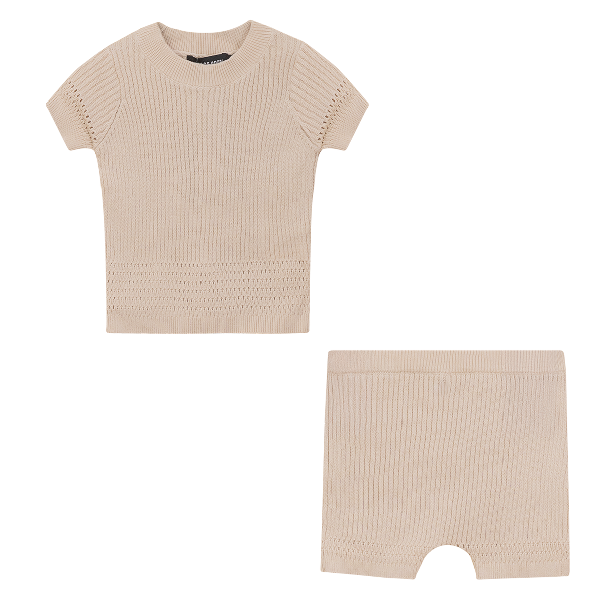 Rib Knit Shorts Set in Dark Almond by Space Grey